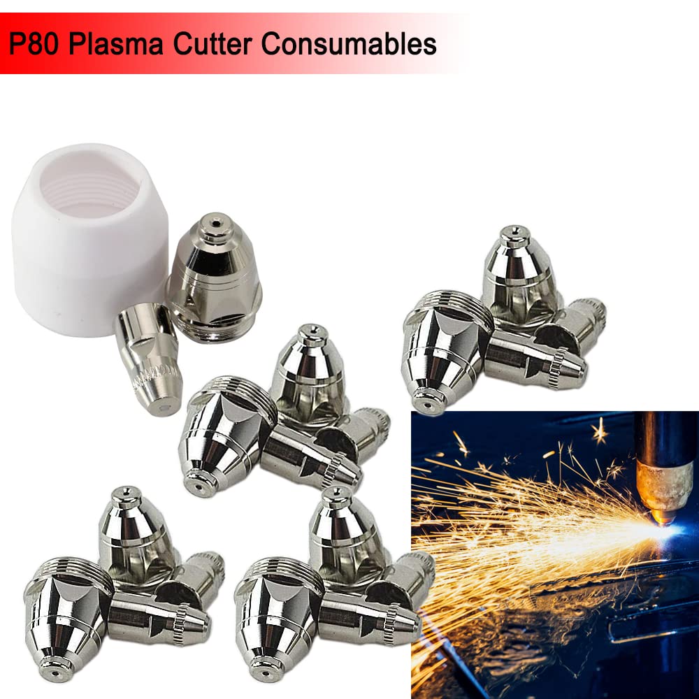 P80 Plasma Cutter Consumables - 35PC Electrode & Nozzle Tip Set for Plasma Cutting Torch | High-Performance Replacement Parts for Metal Fabrication & DIY Projects