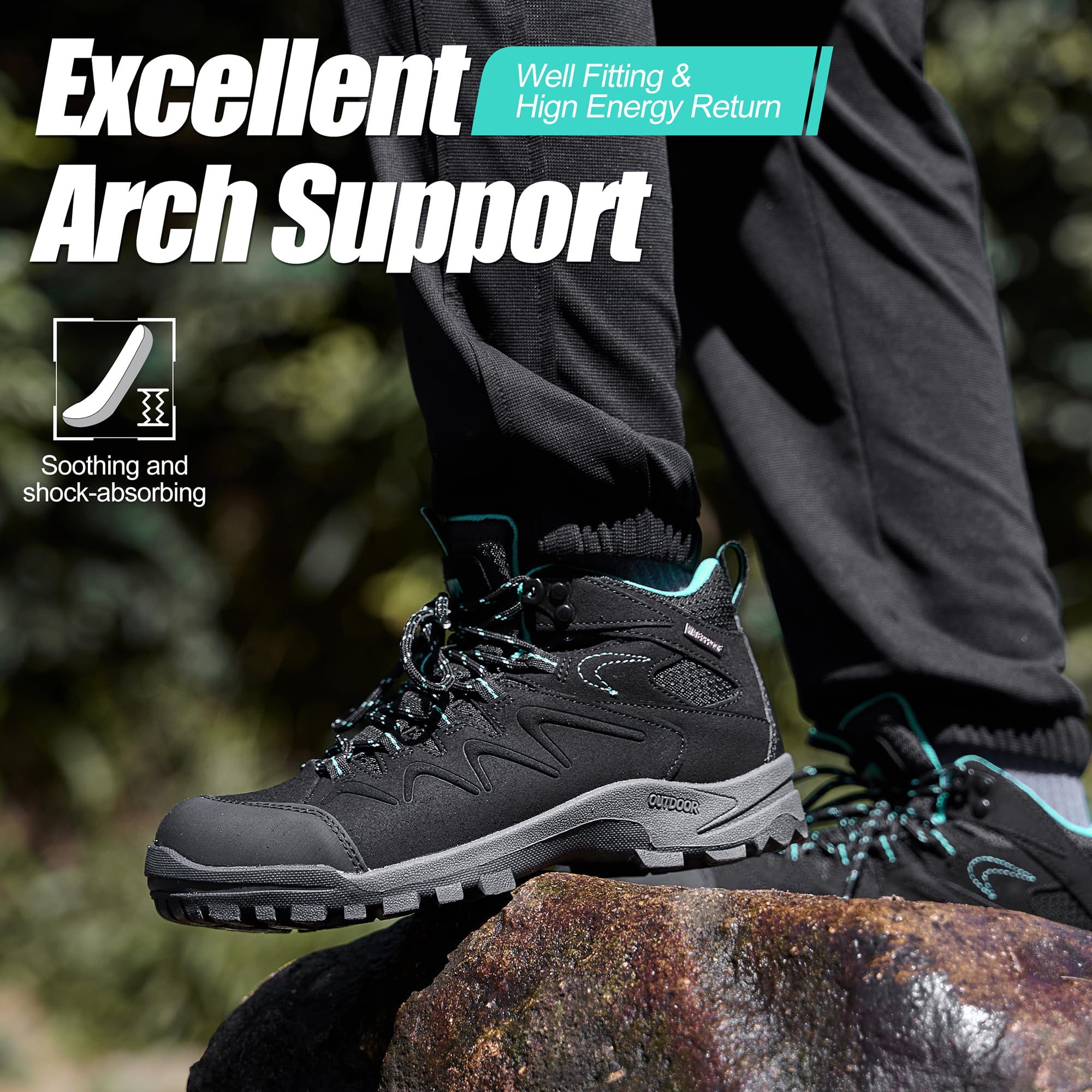 Waterproof Women's Hiking Boots - Comfortable Non-Slip Breathable Outdoor Trekking Shoes for Camping & Trail Walking | Perfect for Mountain Hiking, Backpacking & Outdoor Adventures