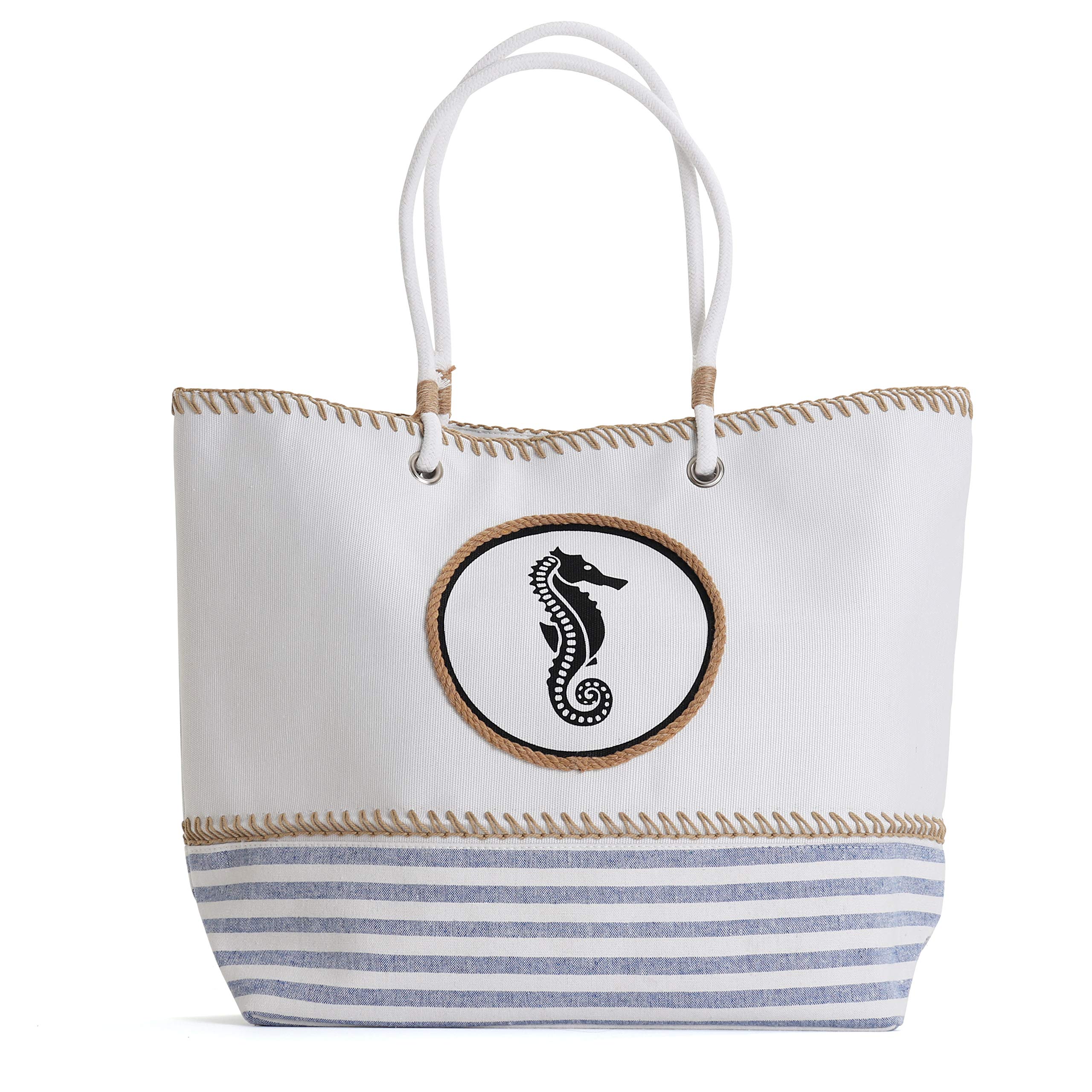 Rutledge & King Large Beach Tote Bag with Rope Handles - Stylish & Spacious Summer Tote for Women - Perfect for Beach Trips, Poolside, Shopping & Travel