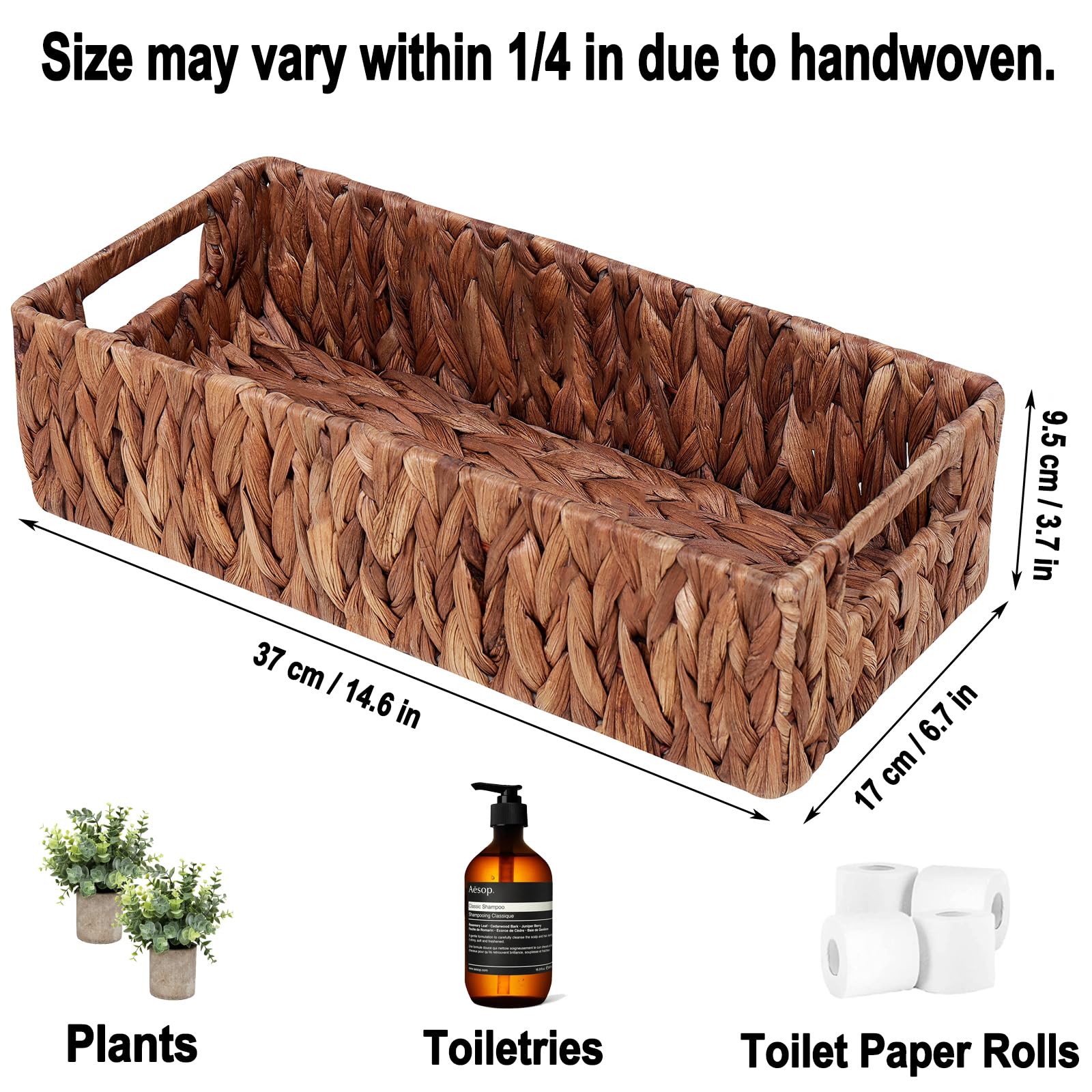 Wicker Storage Basket with Built-in Handles - Bathroom Organizer for Toilet Paper & Essentials | Perfect for Pantry, Bathroom & Home Organization