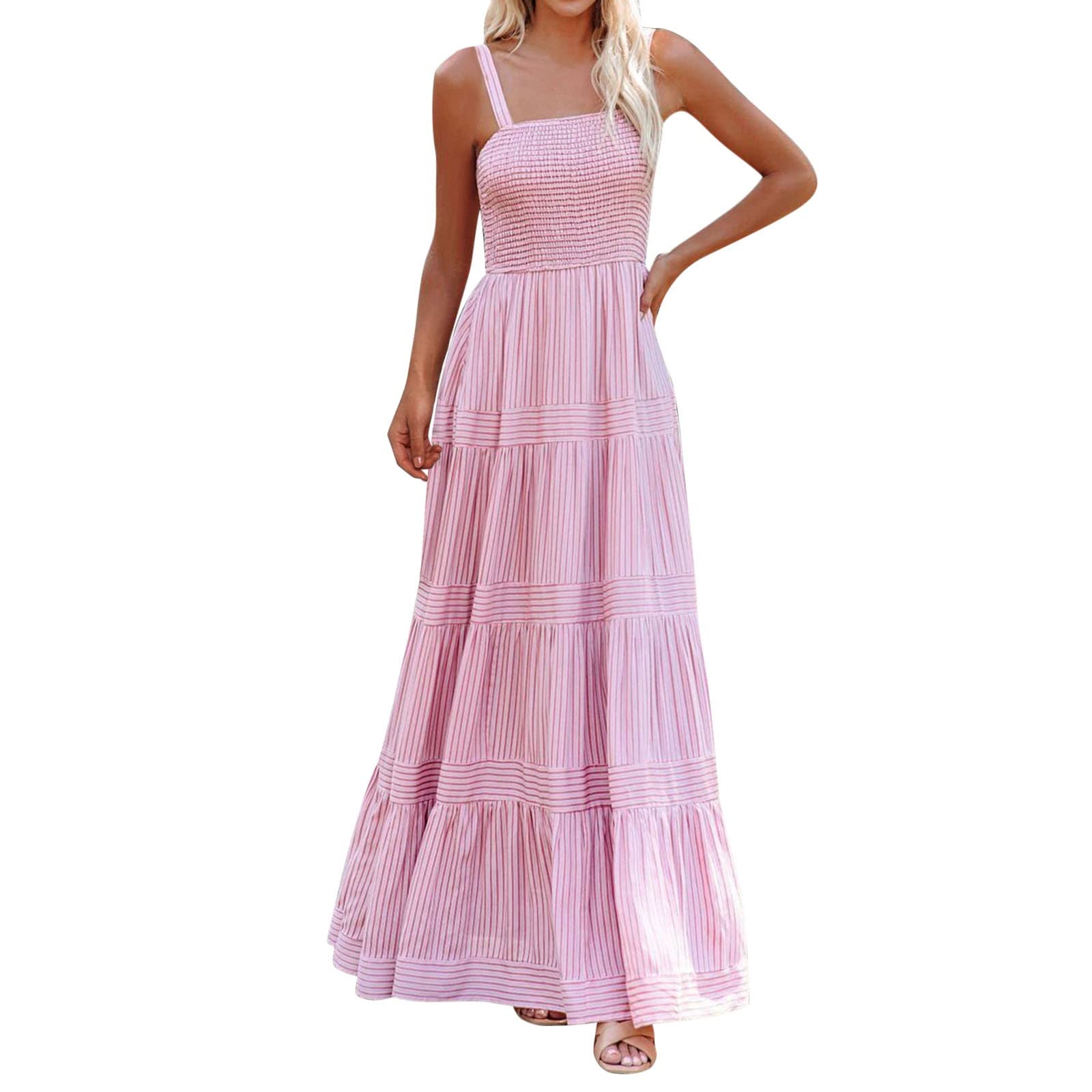 Women's Summer Wrap Dress - Casual Boho Maxi Dress with Sling Belt, Striped Sleeveless Design for Beach & Vacation | Perfect for Outdoor Parties, Travel & Summer Getaways