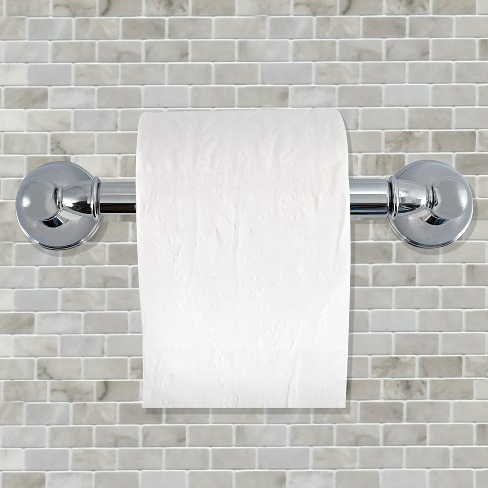 EZ-FLO 16251 Chrome Decorative Toilet Paper Holder - Modern Bathroom Tissue Roll Stand for Home, Hotel & Restroom Decor