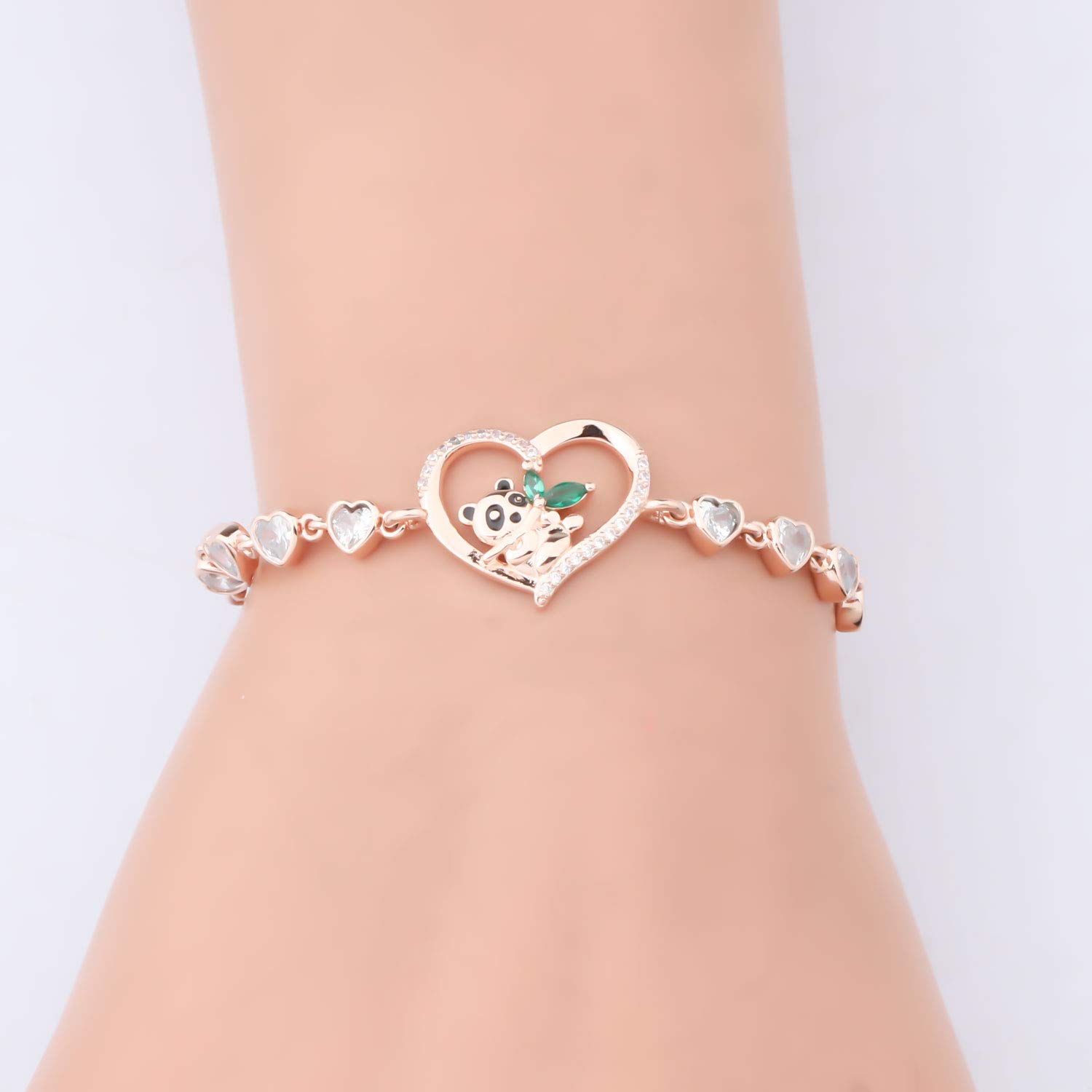 Adjustable Panda Charm Bracelet for Women - Cute Animal Lover Gift with Heart Design | Perfect for Casual Wear, Birthday Presents & Friendship Jewelry