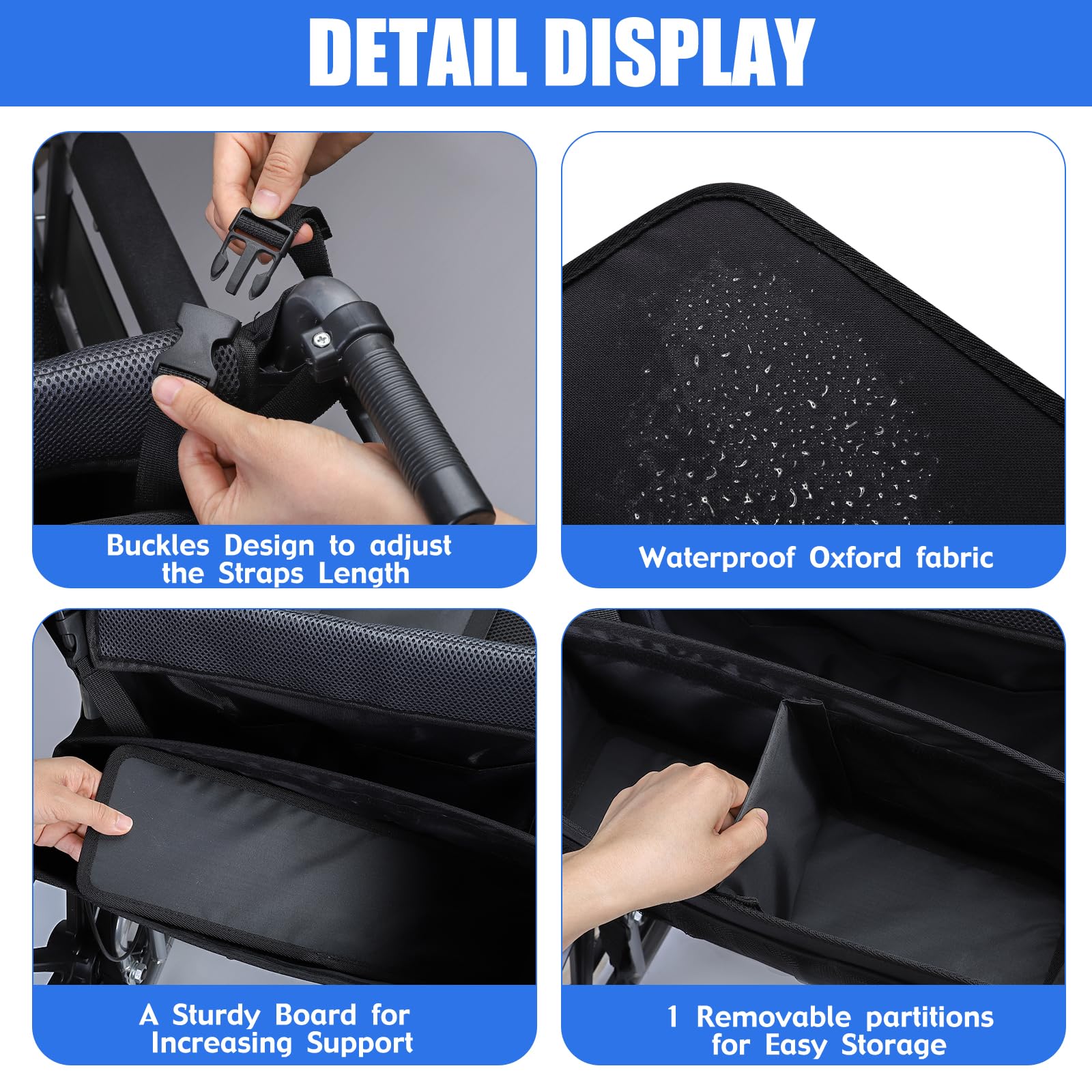 **Waterproof Wheelchair Backpack with Cup Holder & Storage Pockets - Durable Hanging Bag for Wheelchair Accessories (Black) - Perfect for Travel, Shopping & Outdoor Activities**