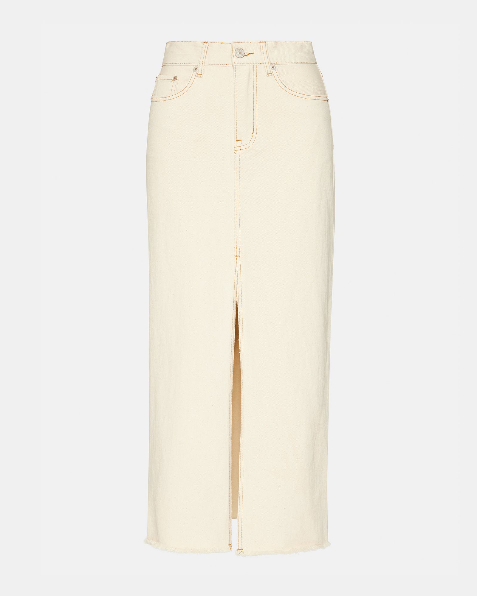 AVANI Women's Denim Skirt in Ivory - Stylish and Comfortable for Casual Outings, Work, and Weekend Wear