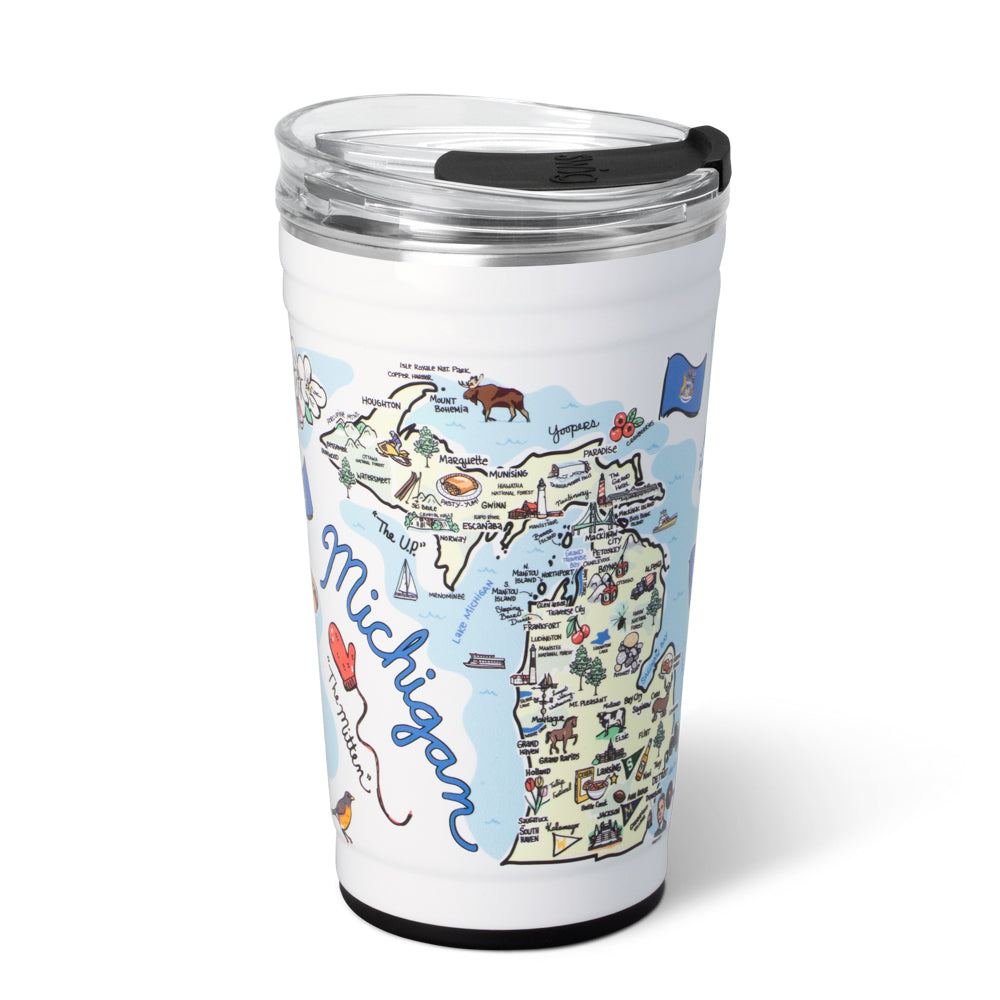24oz Michigan Party Cup - Durable Plastic Stadium Cups for Beer, Soda & Cocktails - Perfect for Tailgates, BBQs & Game Day Parties