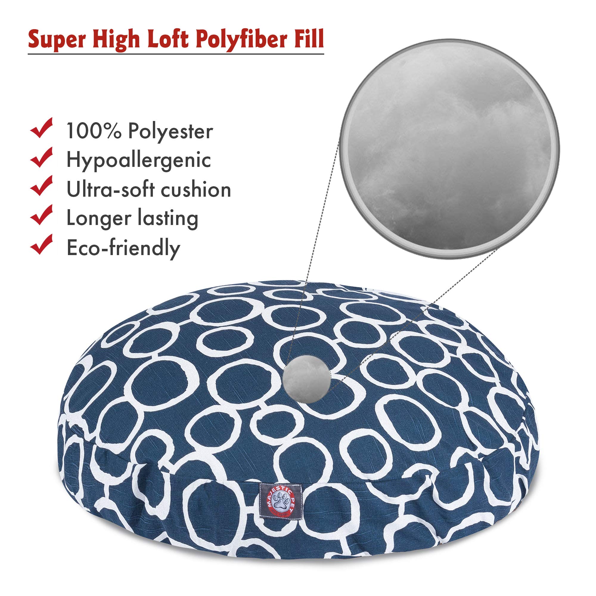 Majestic Pet Fusion Navy Blue Large Round Dog Bed - Soft & Comfortable Orthopedic Bed for Medium to Large Dogs - Perfect for Living Room, Bedroom, or Crate Use