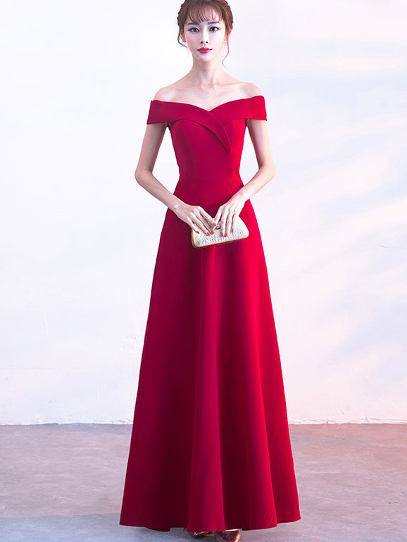 Elegant A-Line Off Shoulder Prom Dress in Red, Black & Blue - Perfect for Homecoming, Formal Dances & Special Occasions