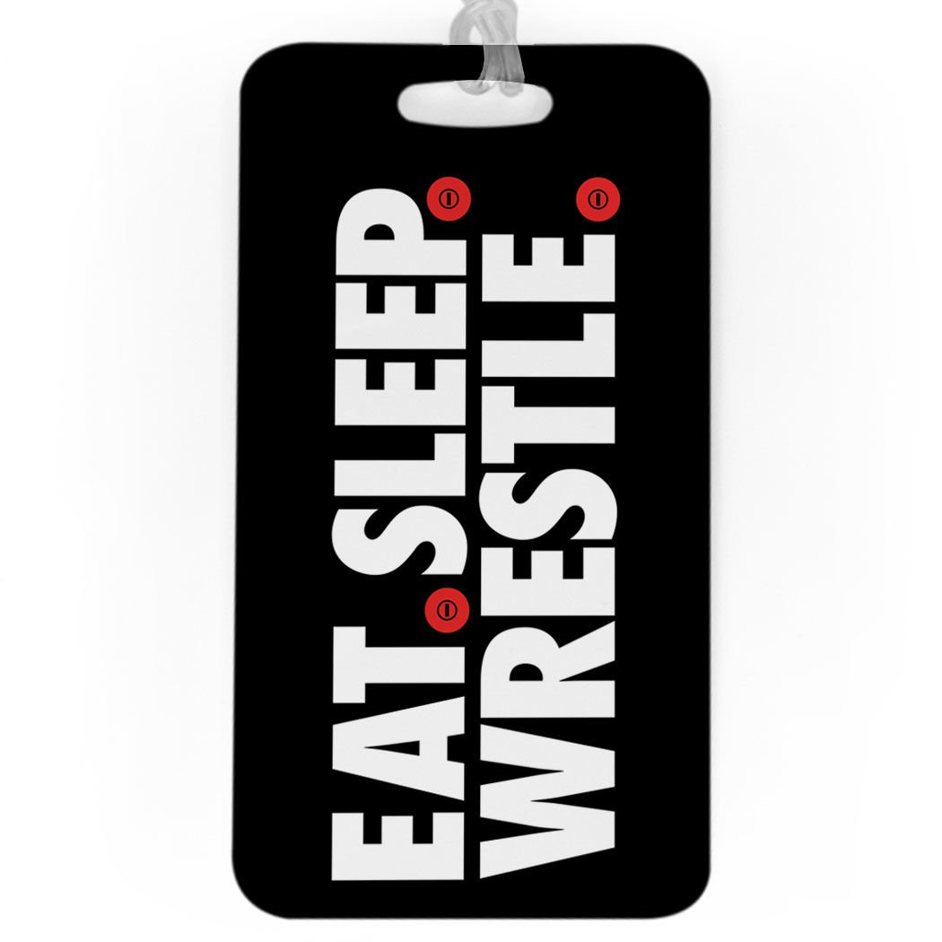 Eat Sleep Wrestle Wrestling Luggage Tag - Large Black Customizable Bag Tag for Travel & Sports - Perfect for Gym Bags, Suitcases & Backpacks