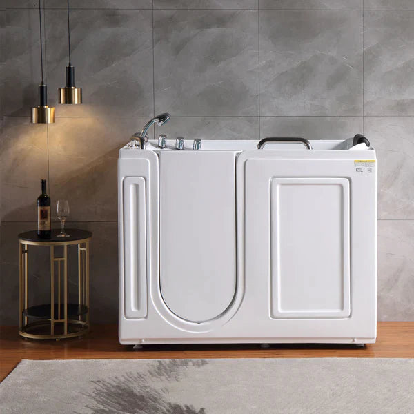 Empava 53 Inch Freestanding Acrylic Soaking Bathtub - White (53WIT373) | Modern Walk-in Bathtub for Spa-Like Relaxation at Home