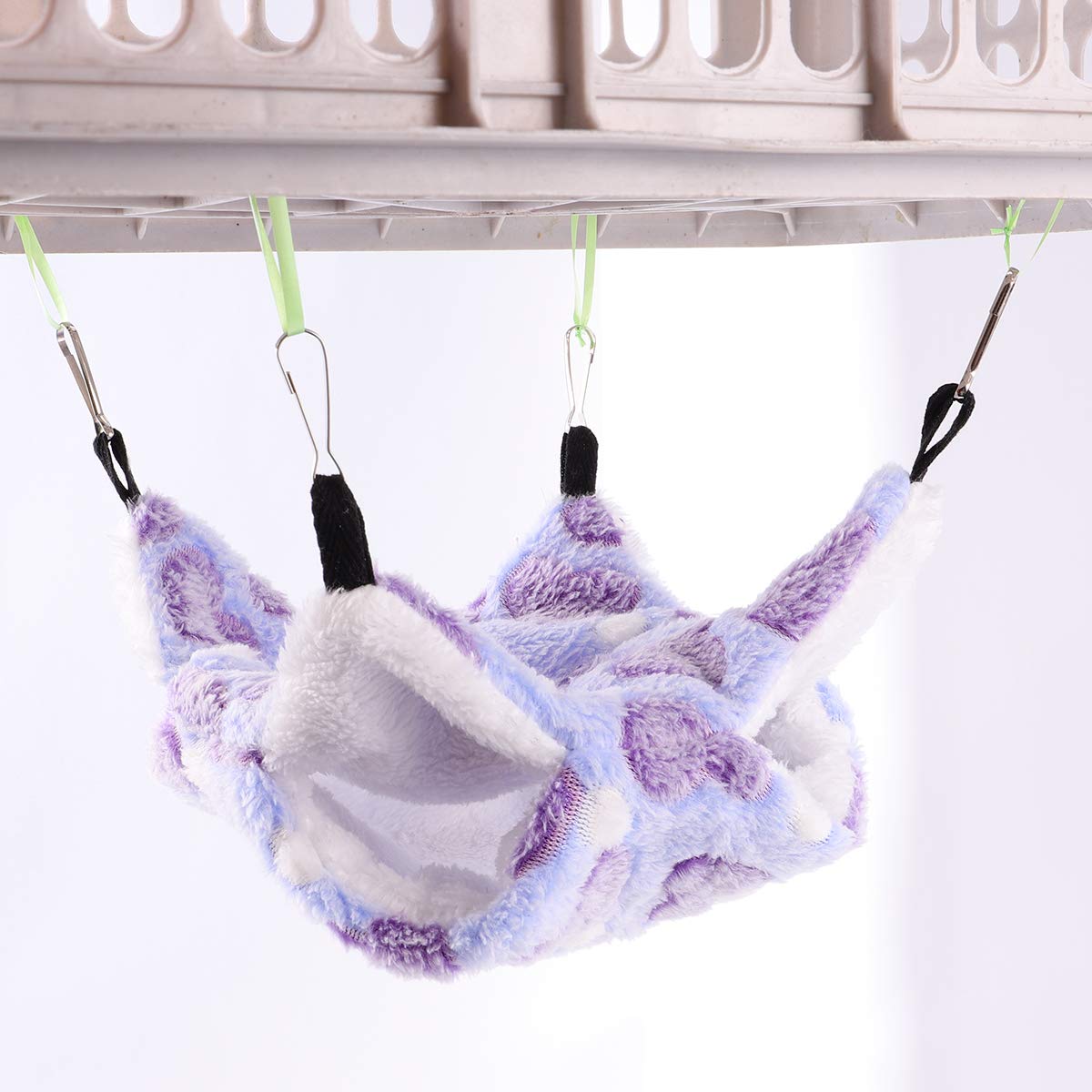 Warm Hanging Pet Bed - Soft Plush Double Layer for Dogs & Cats - Purple Heart Print (20x20) for Cozy Home Comfort