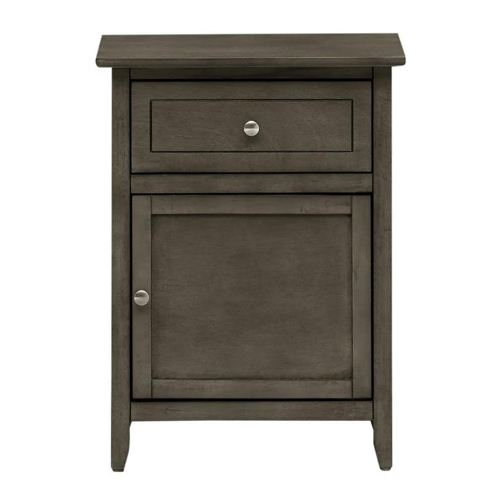 Glory Furniture Izzy 1-Drawer 1-Door Nightstand in Gray - Modern Bedside Table for Bedroom, Living Room & Guest Room - Compact Storage Solution with Sleek Design