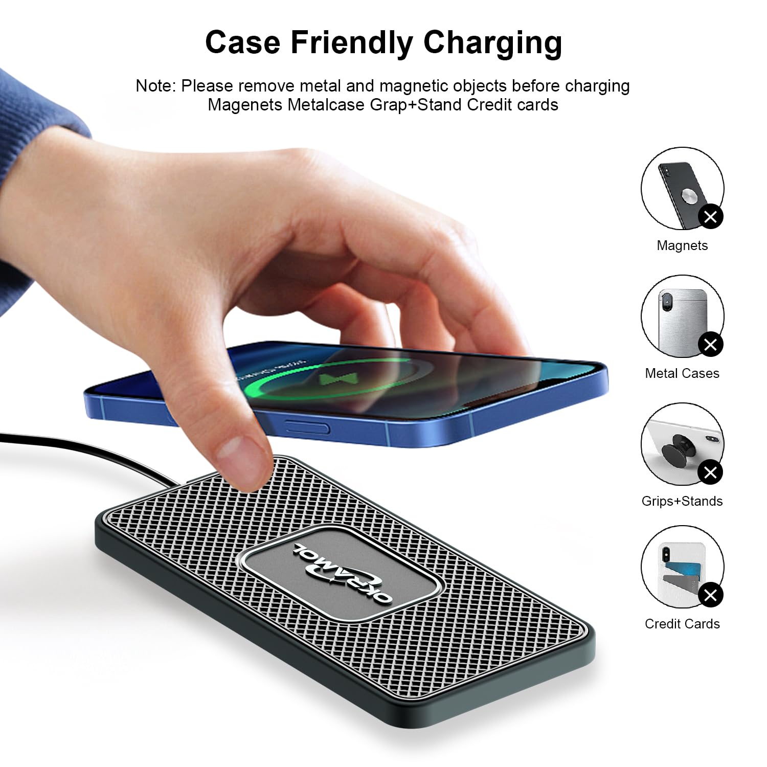 Wireless Car Charger with Type C Fast Charging Pad - Multi-Device Charging Station for iPhone 15/14/13/12 Pro/Max, AirPods & Samsung S20/S21/S22/S23 - Includes 30CM Cable | Perfect for Road Trips & Daily Commute