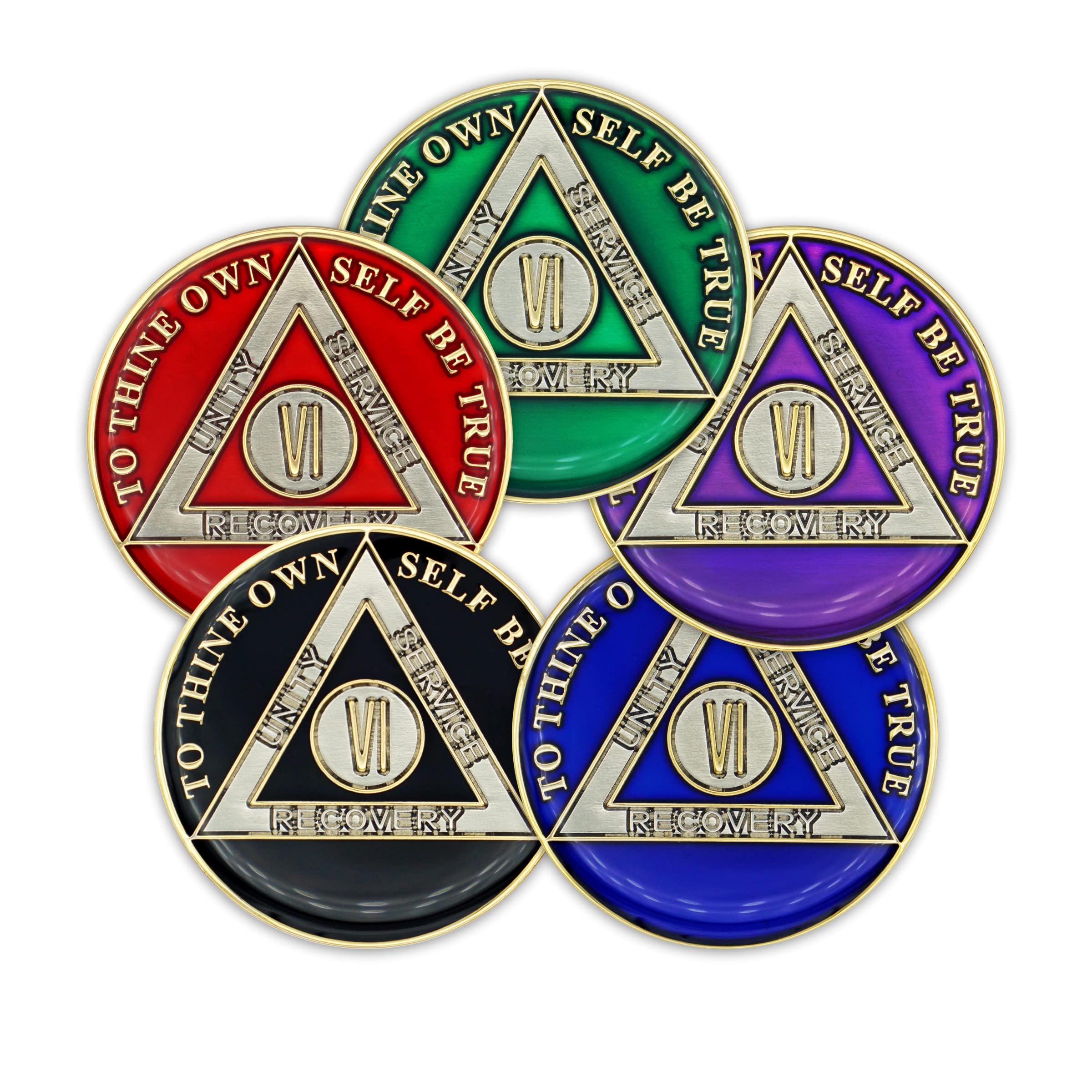 6 Year Sobriety Coin - Triplate AA Chip Recovery Anniversary Token (Purple) | Celebrate Sobriety Milestones, AA Meetings & 12-Step Programs | Perfect for Gifts, Medallions & Addiction Recovery Support