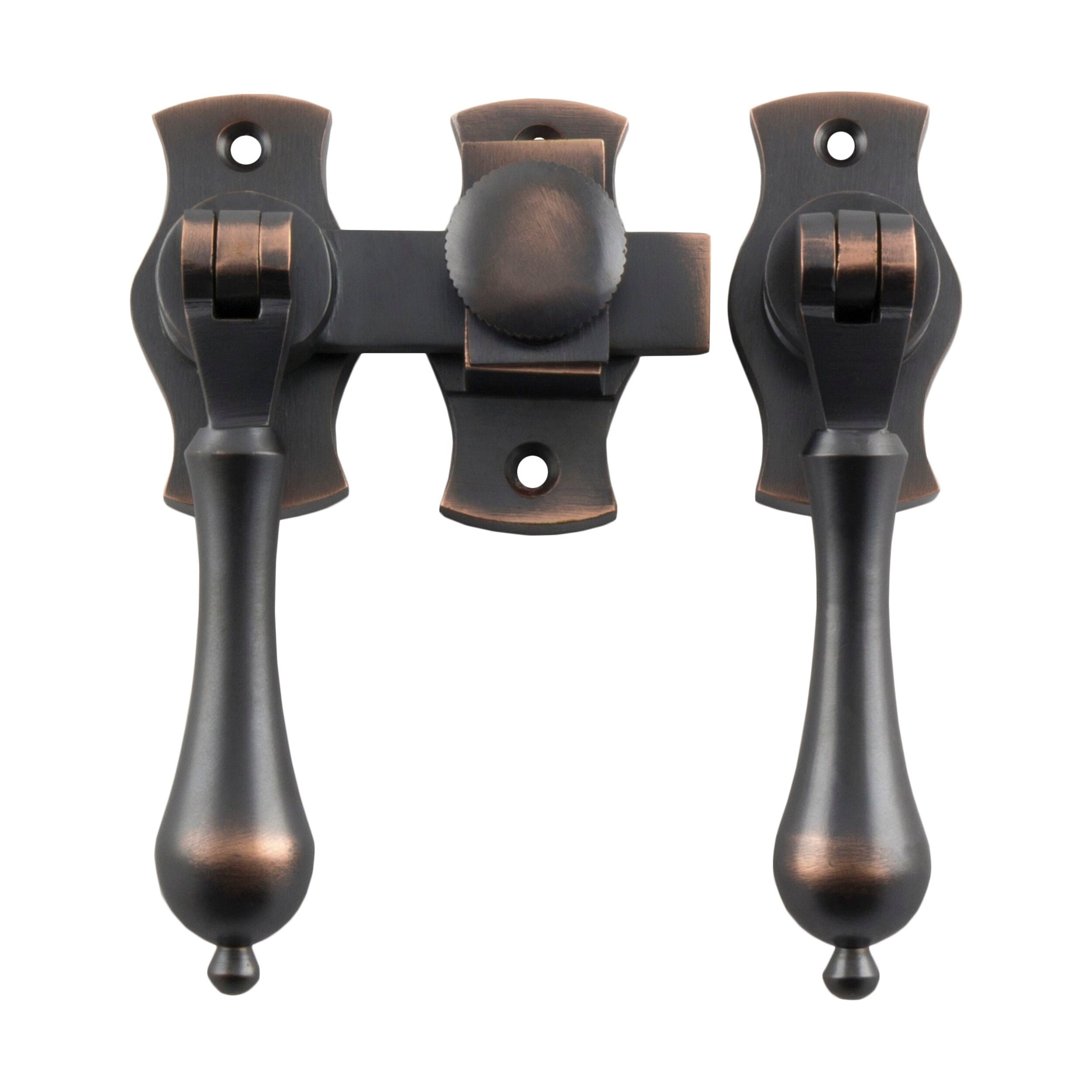 Antique Copper French Door Fastener with Teardrop Backplate - 1183 Model (H54xW29mm P31mm) - Perfect for Vintage Style Doors, Cabinets, and Furniture Restoration