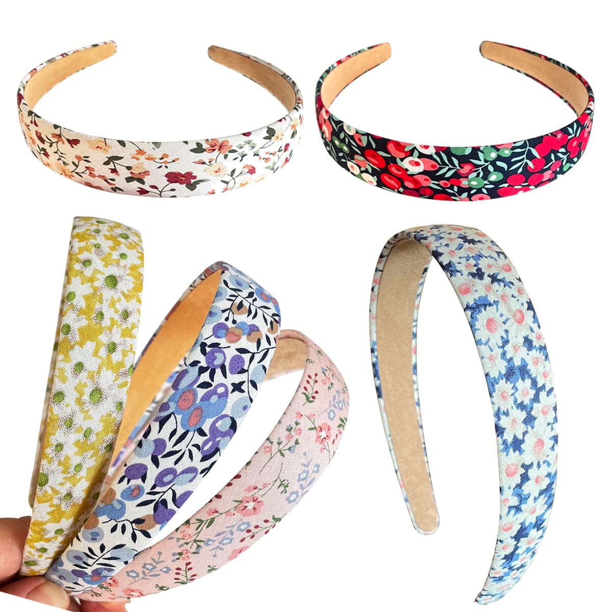 Chunx 6-Pack 25mm Floral Headbands for Women & Girls - Non-Slip Hair Hoops, Plain Hair Accessories for Daily Wear, Parties, and Special Occasions