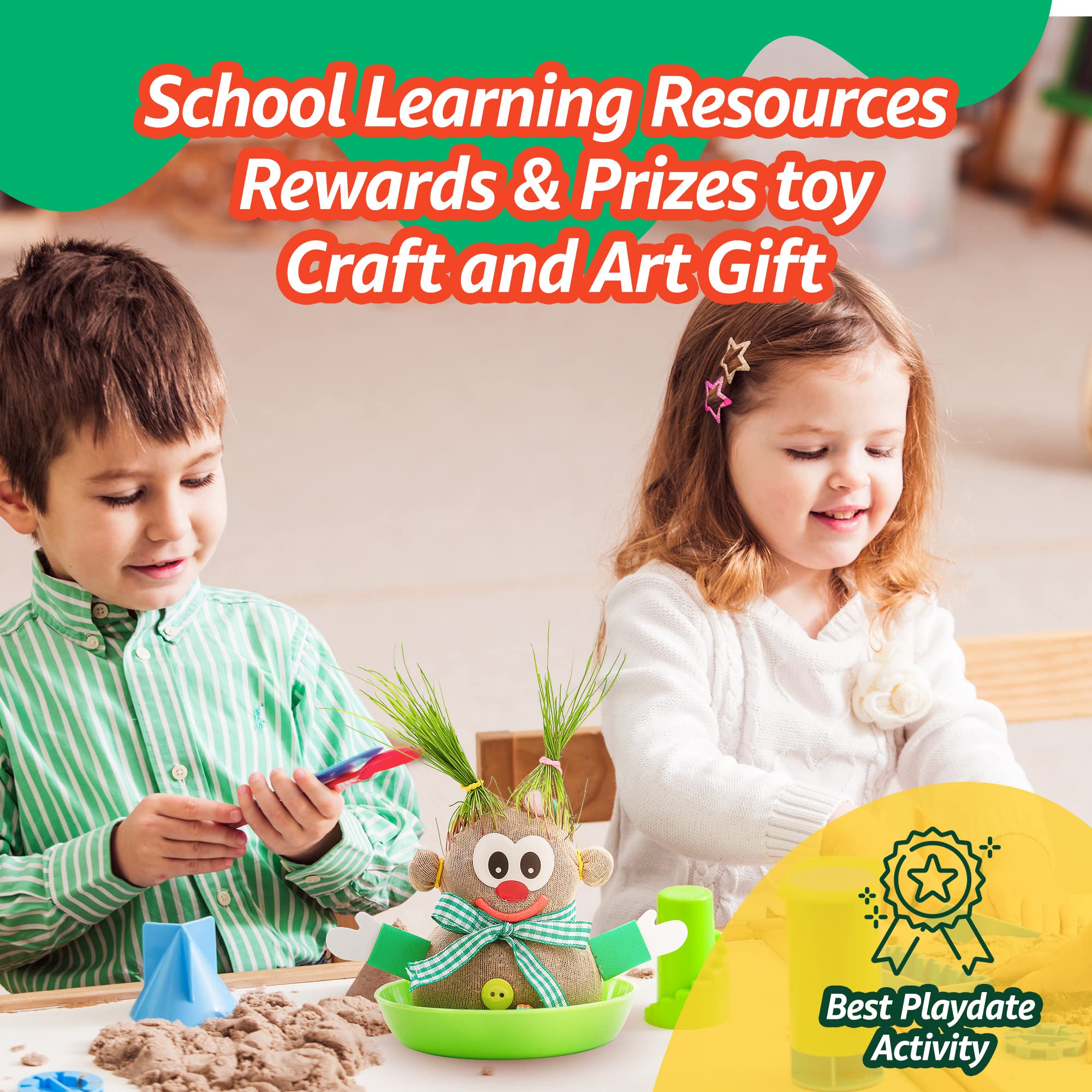 DIY Grass Doll Growing Kit (6 Pack) – Eco-Friendly Birthday Gifts for Kids, Fun Playdate Activity & Party Favors, Creative Arts & Crafts Gift, Family Bonding & Science Learning Resource for School, Stress Relief Toy – Perfect for Classroom Projects, Kids' Parties & Educational STEM Activities
