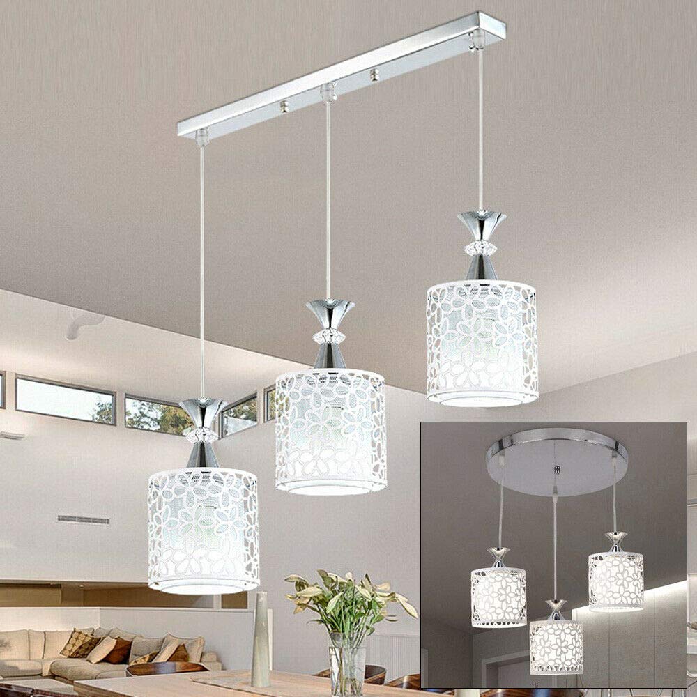 CNCEST Modern 3-Light Indoor Island Pendant Light - Rectangular Flush Mount Ceiling Chandelier with Flower Petal Design, E27 LED Hanging Fixture for Dining Room, Kitchen, Home Bar & Living Room Decor