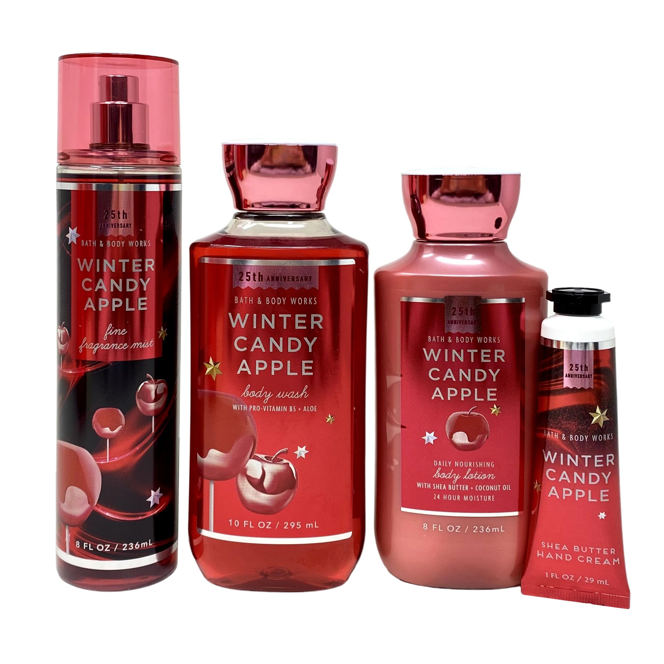 Bath & Body Works Winter Candy Apple Gift Set - Fragrance Mist, Body Wash, Lotion & Hand Cream with Oats Soap Sample - Perfect for Holiday Gifts & Self-Care Pampering