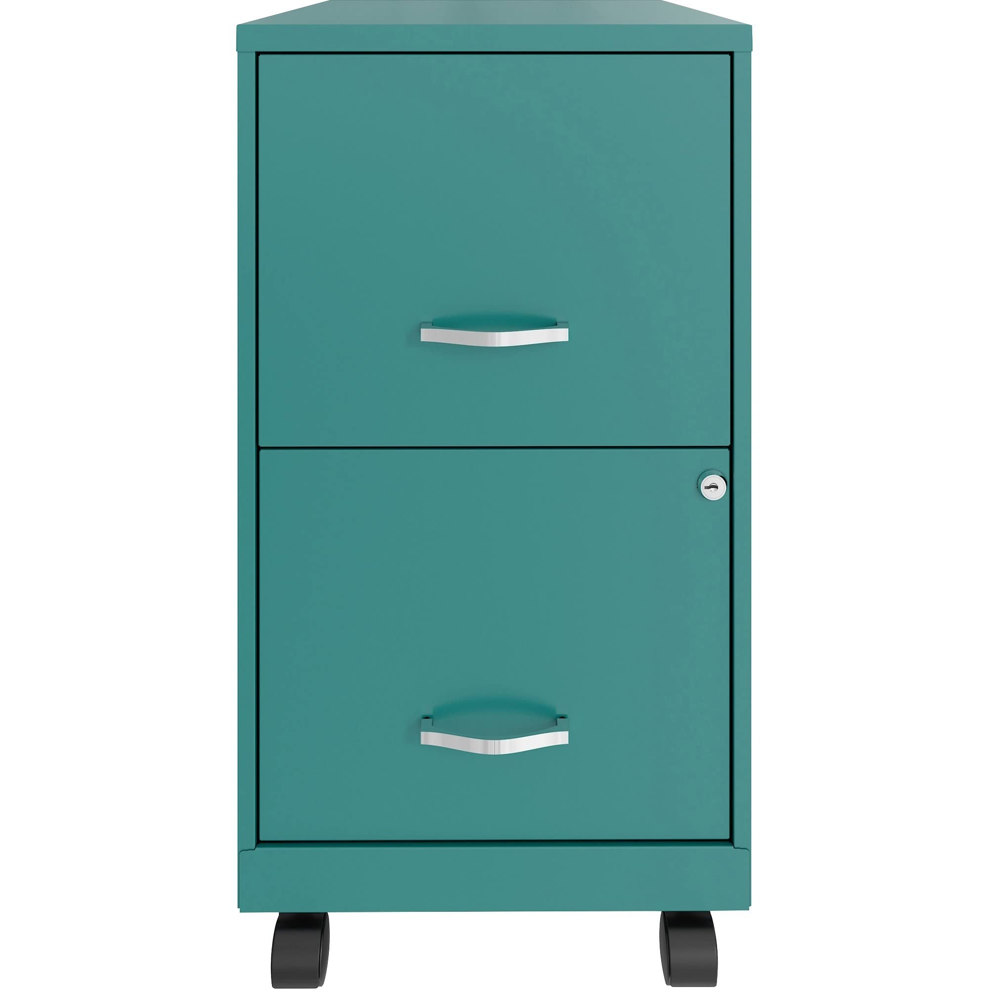 Lorell LYS SOHO Mobile File Cabinet - Teal Blue Office Storage Organizer for Home & Business Workspaces