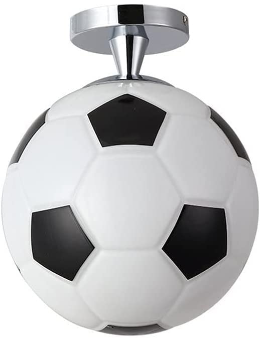 Creative Soccer Ceiling Light - Glass Lampshade Hanging Lamp with E27 Holder for Kids Room, Study, Kindergarten - Perfect for Sports-Themed Bedrooms & Play Areas (Ceiling Size)