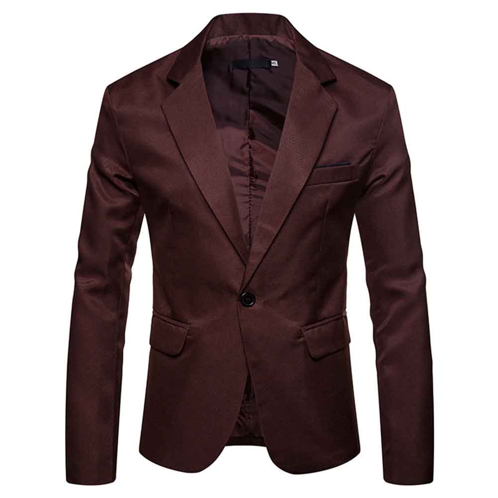 Men's Slim Fit Casual Blazer Jacket - Lightweight Daily Coat for Office & Outings - Coffee Brown | Perfect for Business Casual, Work & Social Events
