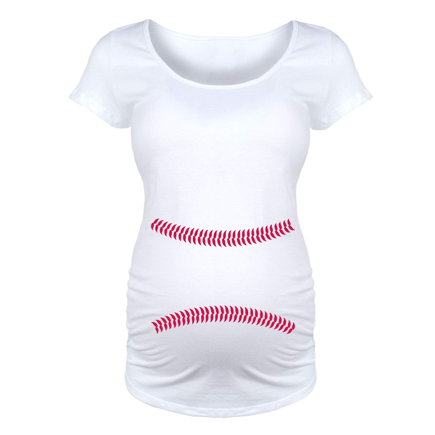 Bloom Maternity Baseball Stitch Maternity Scoop Neck T-Shirt - Comfortable Pregnancy Top for Casual Wear & Motherhood Photos