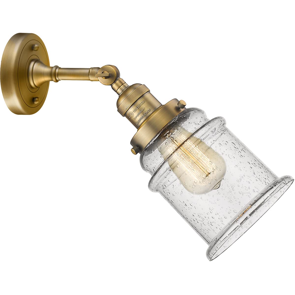 Innovations INNO203-BB-G184-LED Brass LED Wall Sconce Light Fixture - Modern Dimmable Lighting for Bedroom, Hallway & Living Room Decor