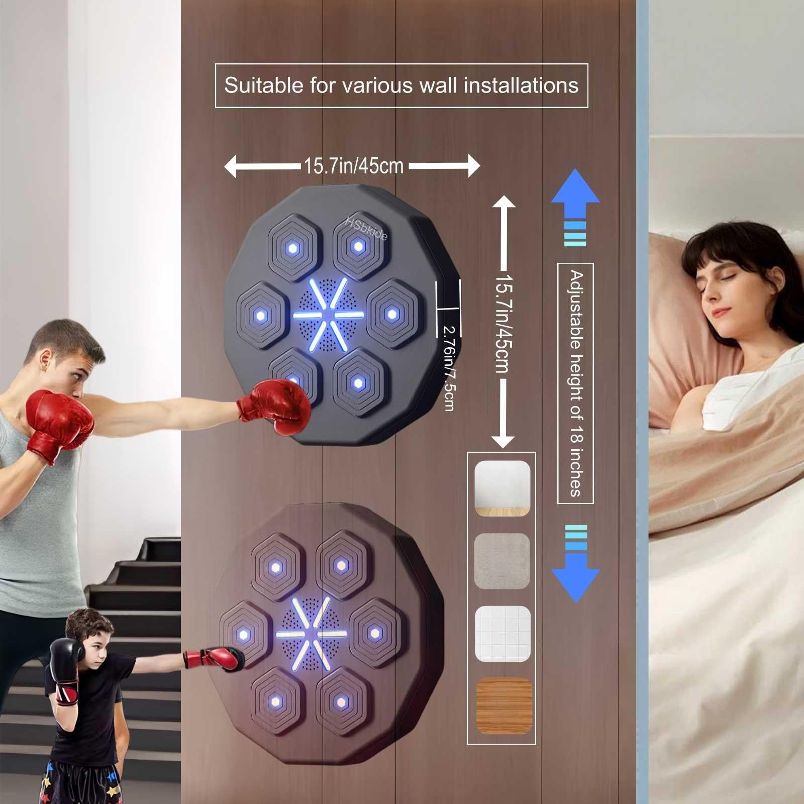 Smart Wall Mounted Boxing Target Machine for Music Boxing Training - Taekwondo, Karate & Fun Fighting Games - Perfect for Home Gym & Family Fitness Workouts