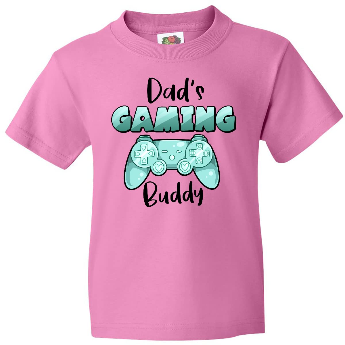 Inktastic Dad's Gaming Buddy - Aqua Controller Youth T-Shirt | Cool Gamer Dad & Son Matching Outfit | Perfect for Father's Day, Birthday Gifts & Family Gaming Nights