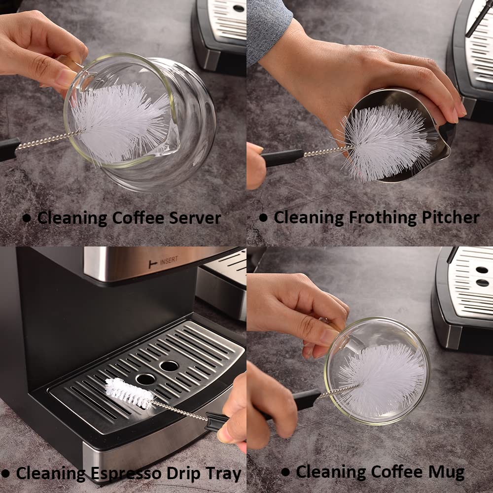 **CAFEMASY 5-Piece Espresso Machine Cleaning Brush Set - Barista Tools for Group Head, Steam Wand, Milk Frother & Drip Tray - Perfect for Home & Commercial Coffee Makers (Ideal for Espresso Machines, Coffee Mugs & Barista Maintenance)**