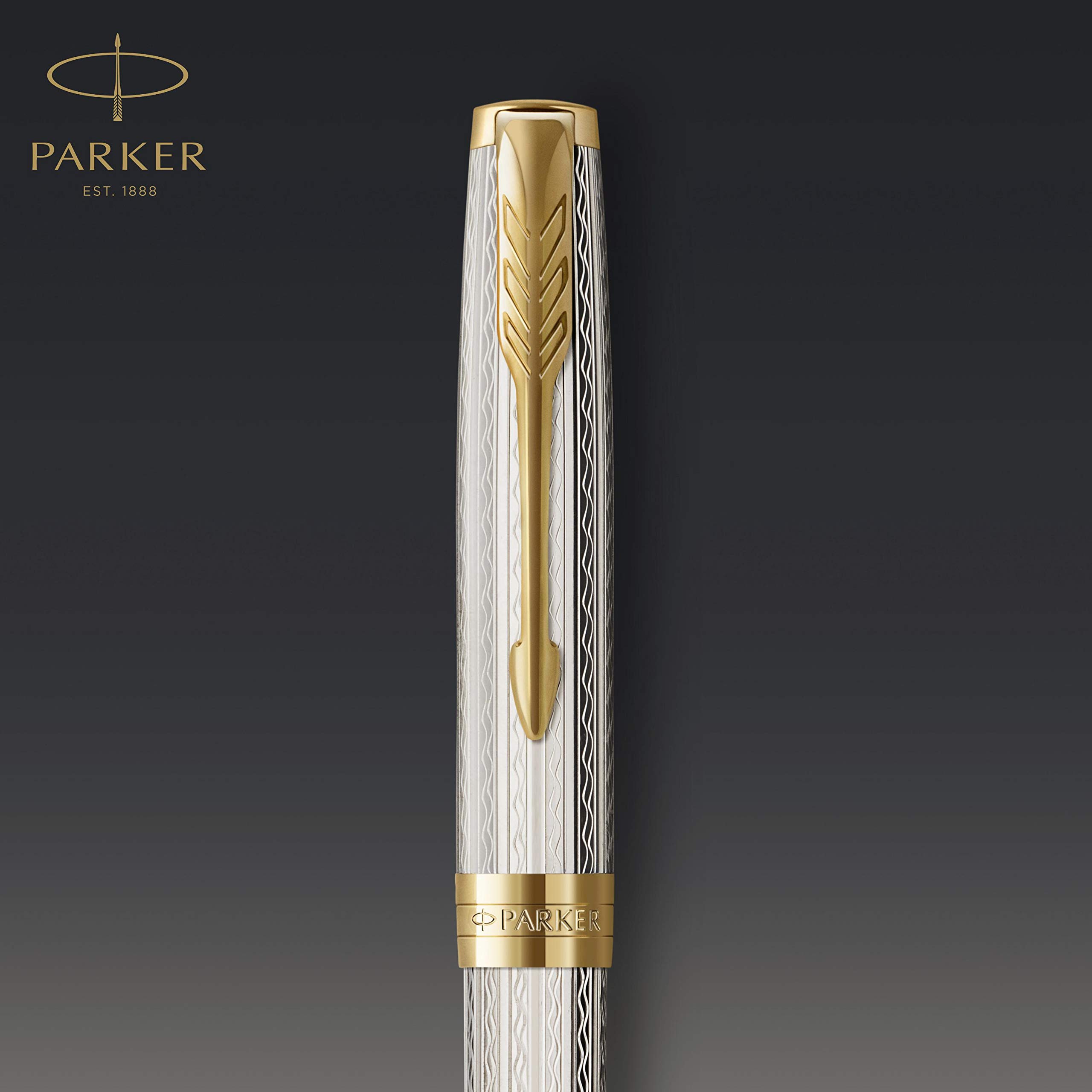 Parker Sonnet Ballpoint Pen - Premium Stainless Steel Luxury Writing Pen with Gift Box - Perfect for Business Gifts, Graduation Presents & Everyday Elegant Writing