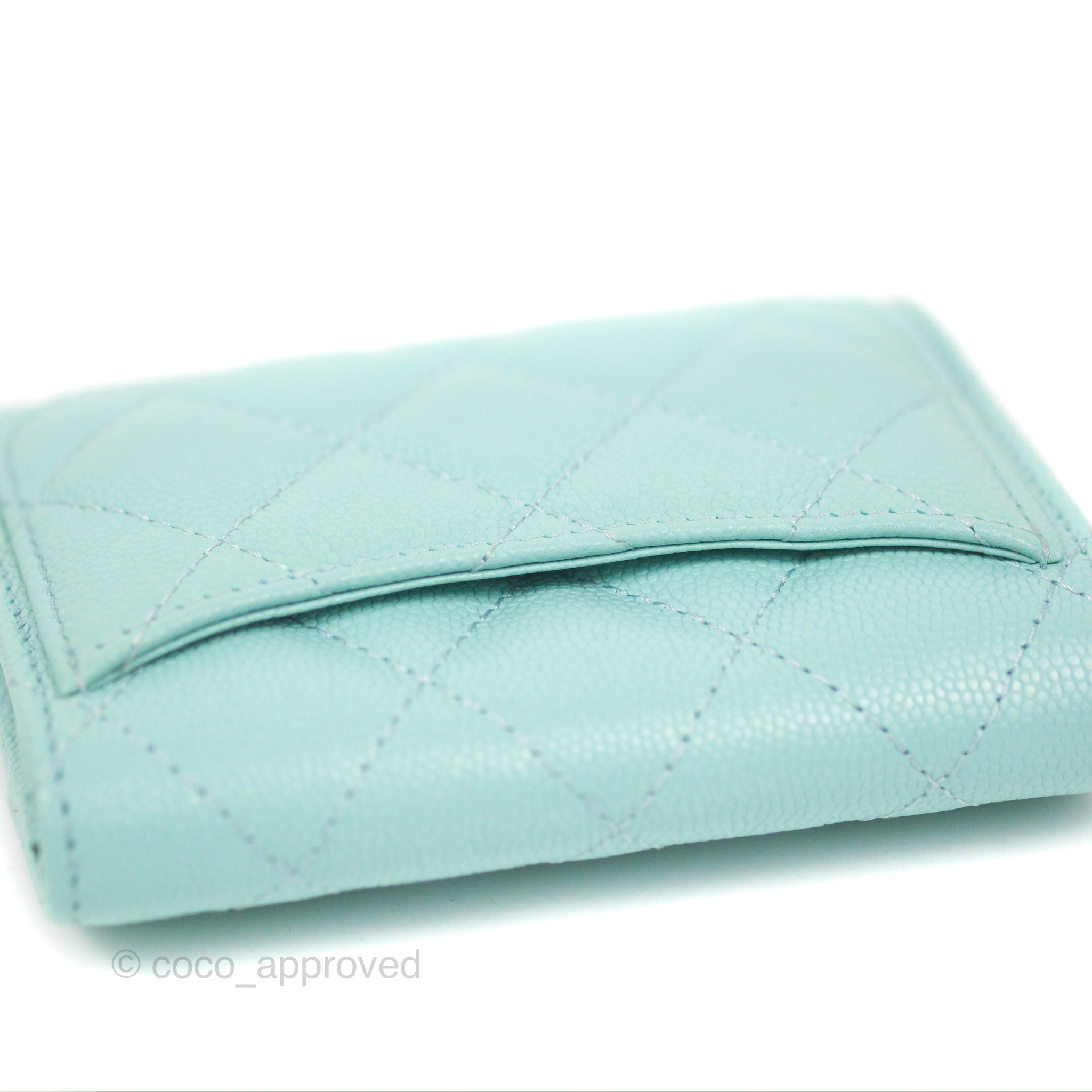 Chanel Classic Flap Coin Purse in Tiffany Blue Caviar Leather with Silver Hardware - Perfect for Everyday Use & Luxury Gift Giving