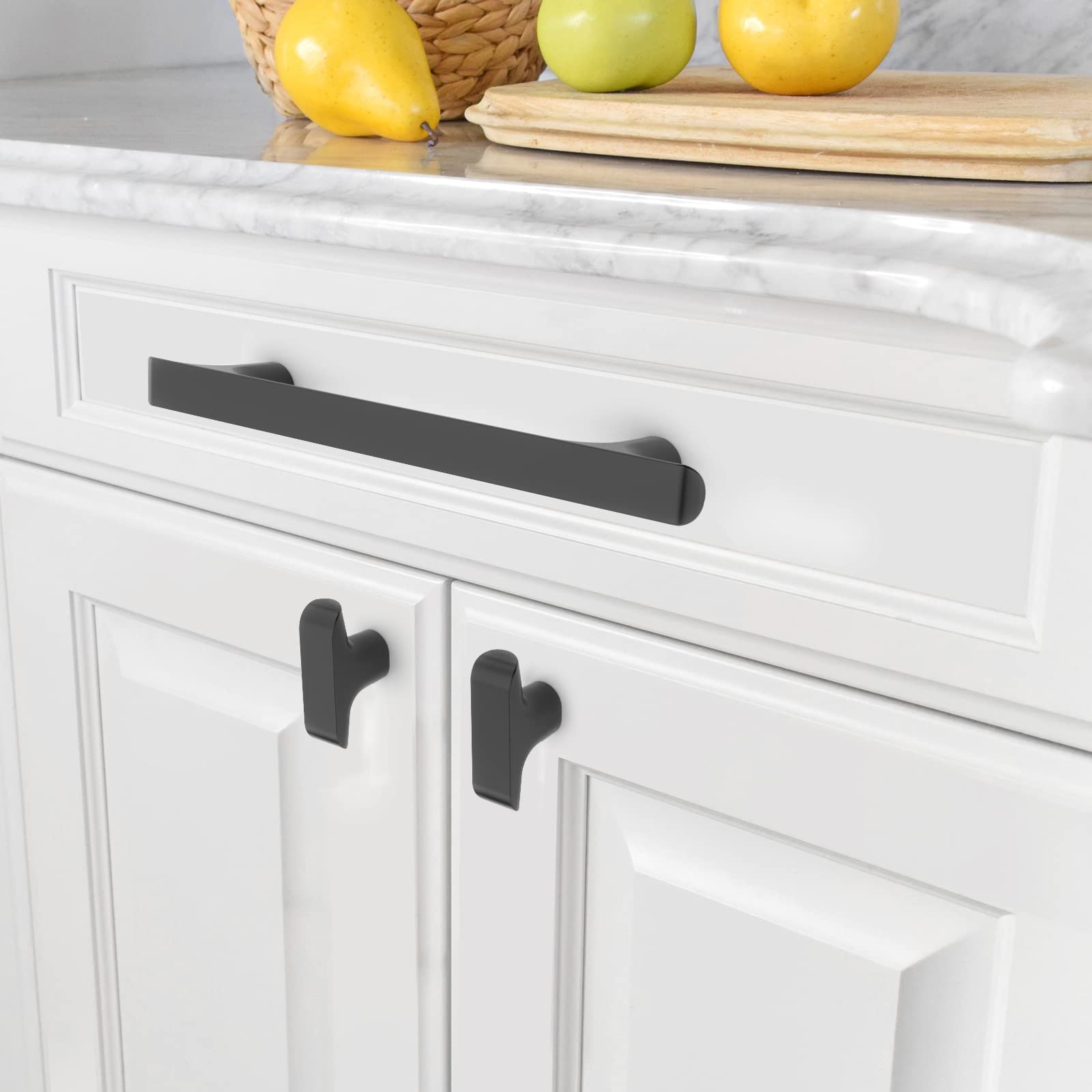 Amerdeco 10 Pack Matte Black Cabinet Pulls 5 Inch (128mm) Hole Centers - Modern Kitchen Cabinet Handles & Drawer Pulls for Cabinets, Cupboards, Dressers & Furniture (ZH0028) - Perfect for Home Renovation & DIY Projects
