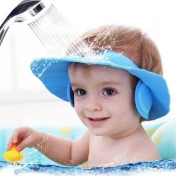 Adjustable Baby Shower Cap - Soft Safe Bathing Hat for Kids - Eye & Ear Protector - Leaves Design Shampoo Cap - 1pc (Color May Vary) - Perfect for Gentle Hair Washing & Bath Time Protection
