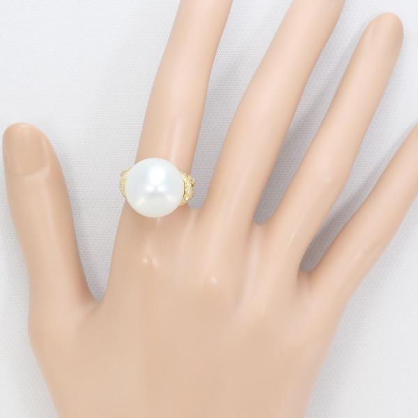 18K Yellow Gold South Sea Pearl Diamond Ring for Women - Elegant Bridal Jewelry, Wedding & Engagement Gift, Anniversary Present, Special Occasion Accessory