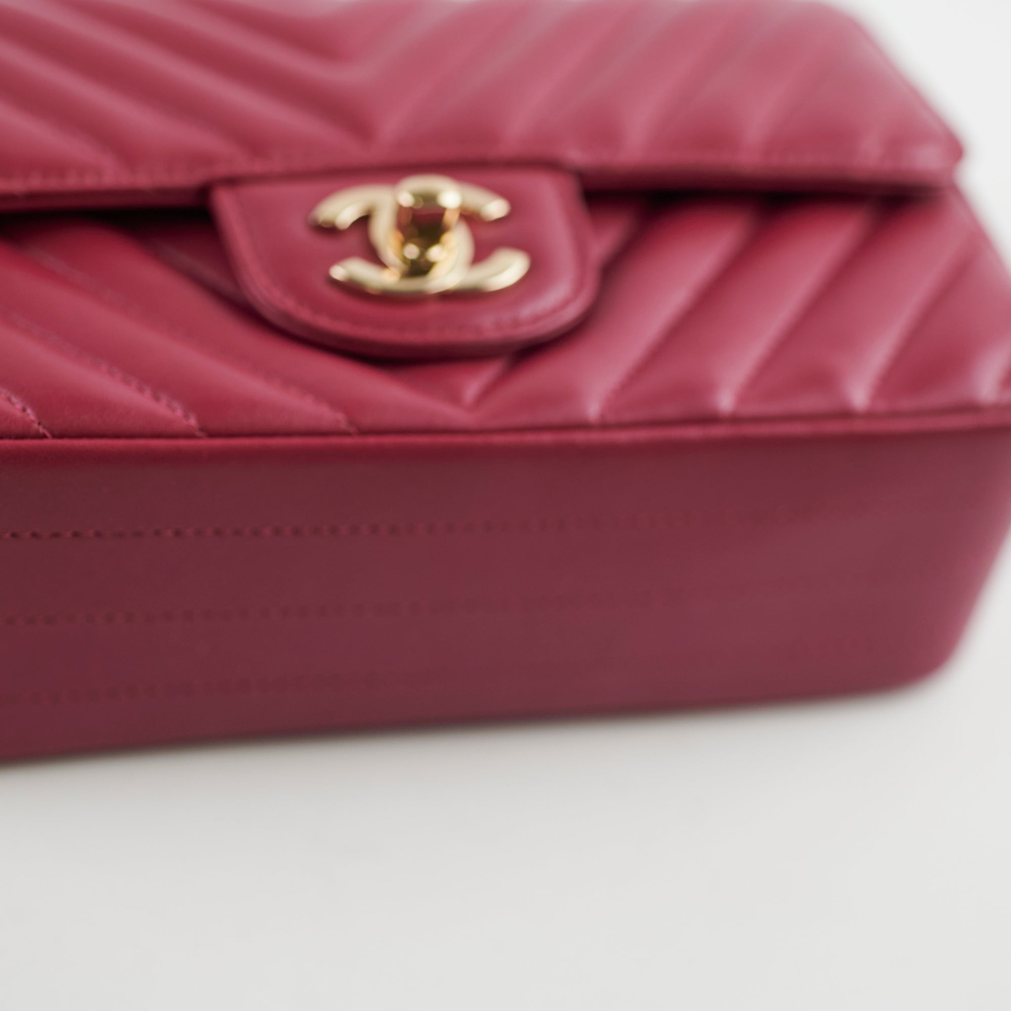 Chanel Mini Rectangular Bag in Dark Pink Chevron Lambskin Leather - Luxury Crossbody Purse for Women, Perfect for Date Night & Special Occasions