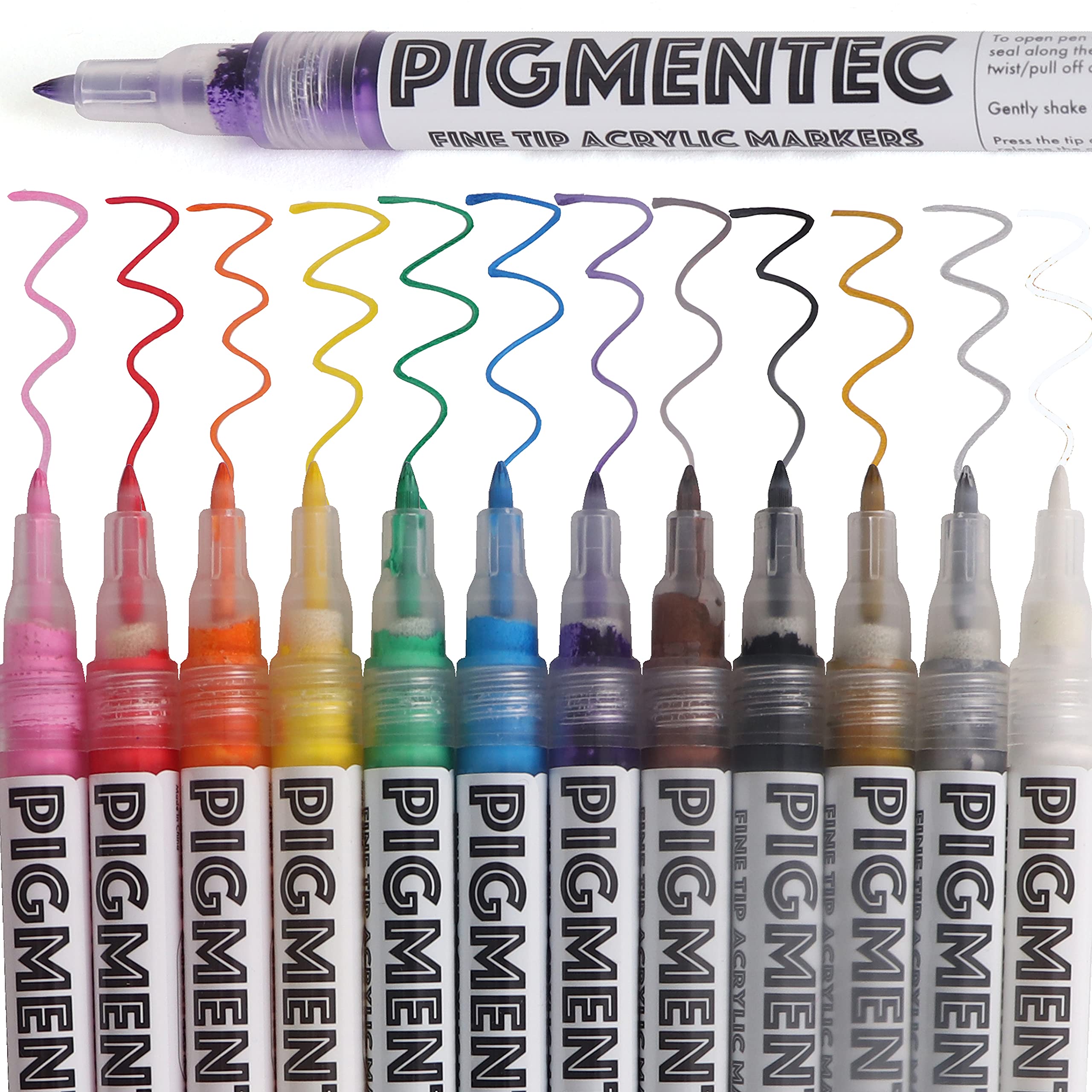 Milltown Merchants Fine Tip Acrylic Markers Set of 12 - Vibrant Quick Dry Waterproof Paint Pens for Artists - Perfect for Canvas Painting, DIY Crafts, Scrapbooking & Calligraphy (12 Fine Tip Markers)