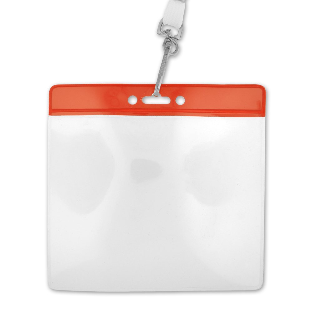 Large Red Top Badge Holder - Premium ID Card Holder for Work, Events & Security - Perfect for Conferences, Schools & Office Use