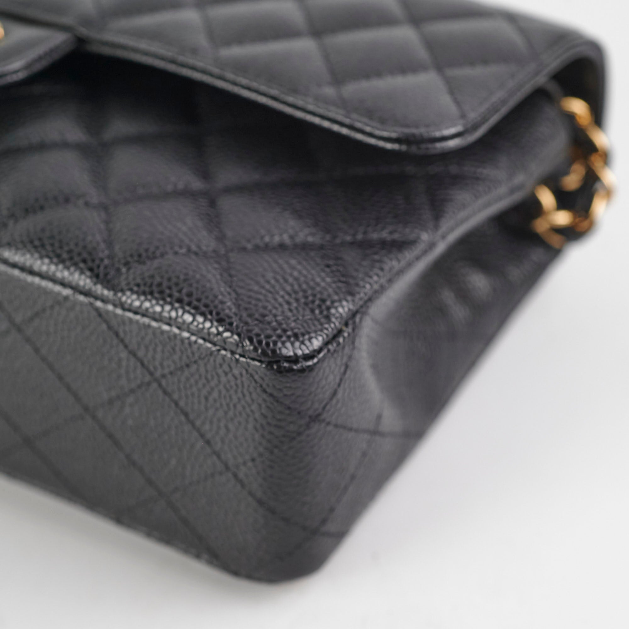 Chanel Caviar Leather Medium/Large Double Classic Flap Bag Black - Luxury Designer Handbag for Women, Perfect for Work, Evening Events & Special Occasions