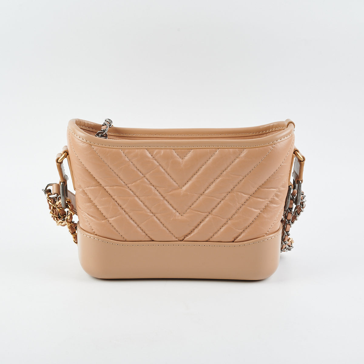 Chanel Chevron Gabrielle Small Handbag in Dark Beige - Luxury Crossbody Bag for Women, Perfect for Date Night & Evening Events