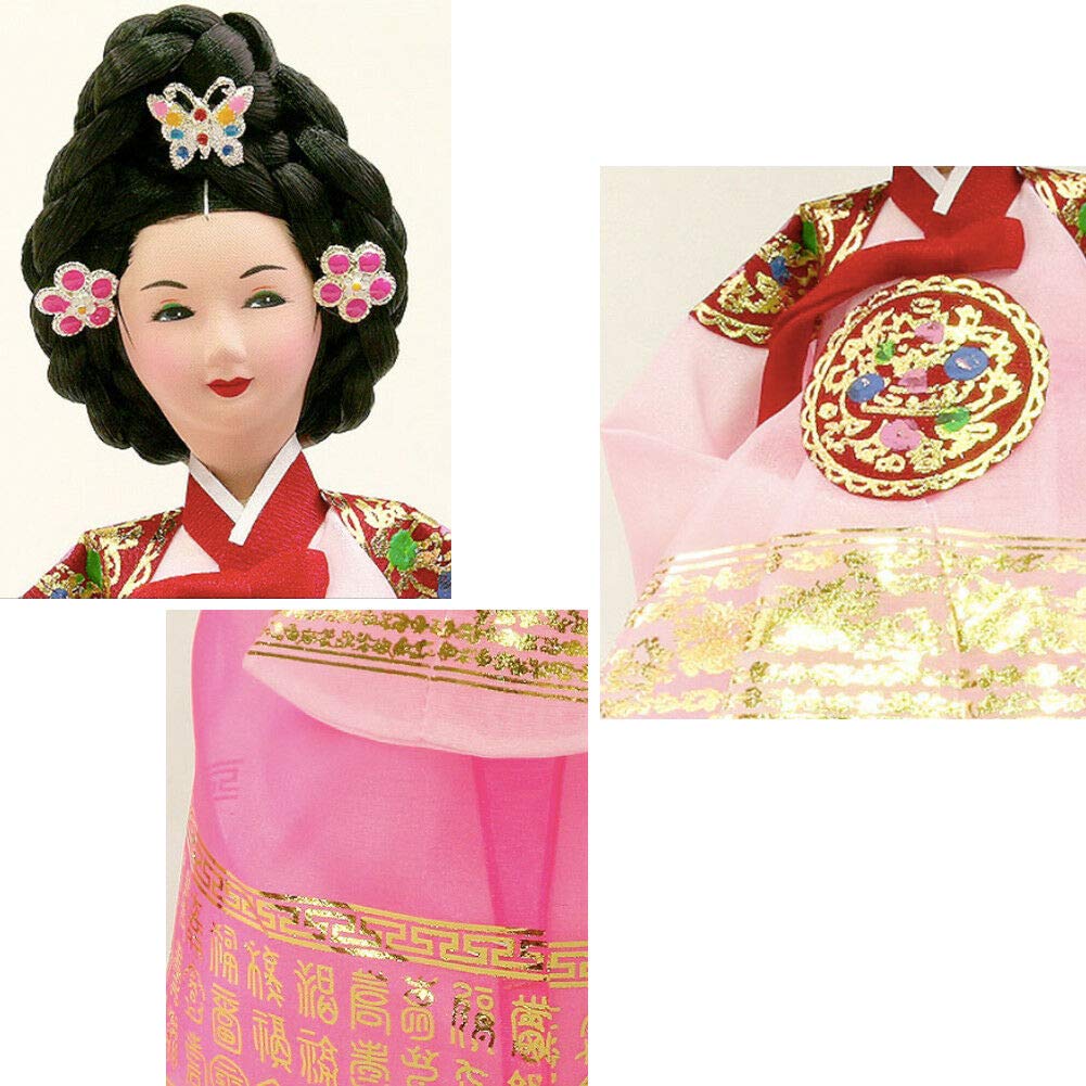 Korean Traditional Handicraft Hanbok Doll - Queen Version 1 Figure Gift in Pink | Authentic Korean Cultural Collectible for Home Decor, Wedding Gifts & Asian Culture Enthusiasts
