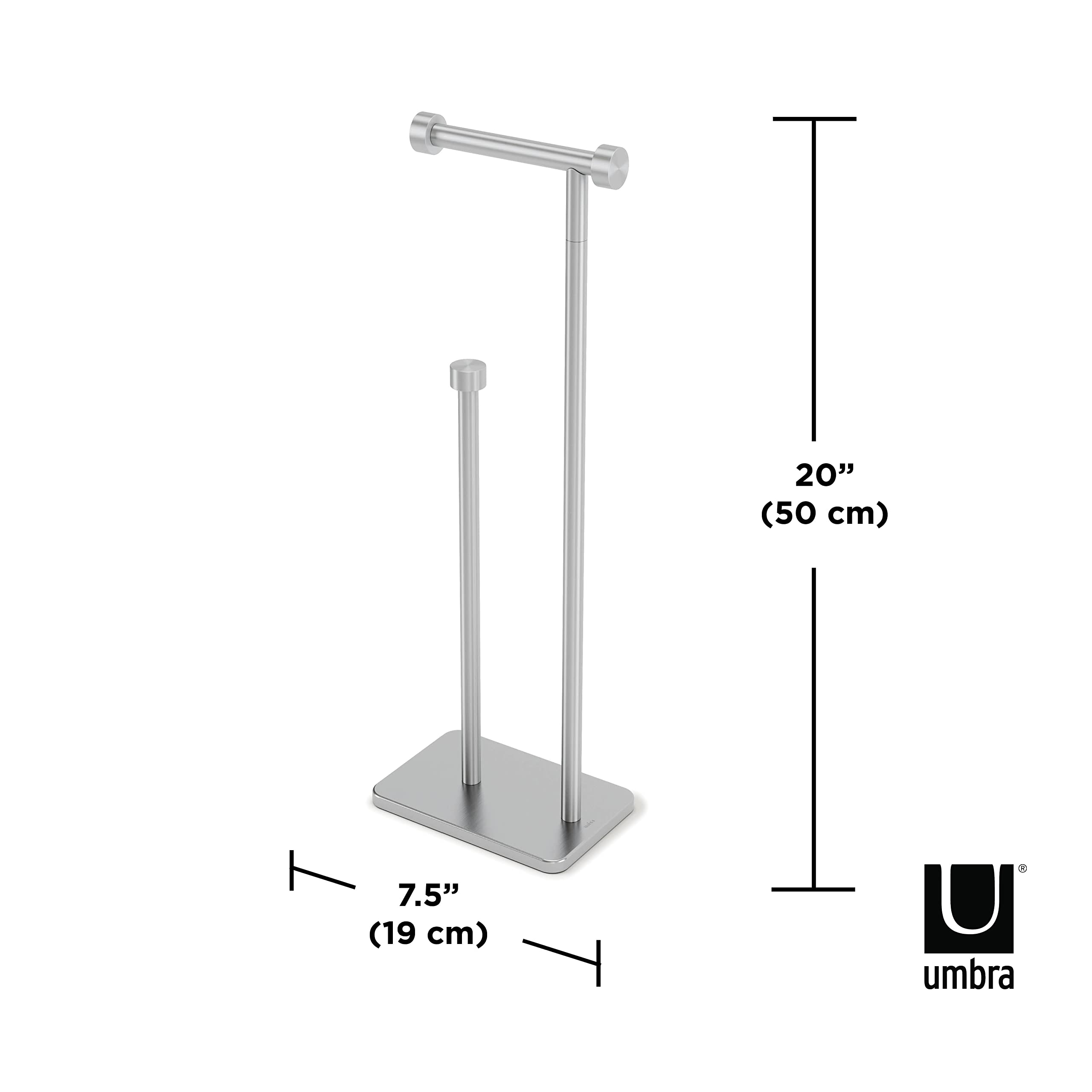 Umbra Cappa Modern Toilet Paper Holder with Reserve Storage - Brushed Nickel Finish - Bathroom Organizer for Small Spaces & Stylish Home Decor