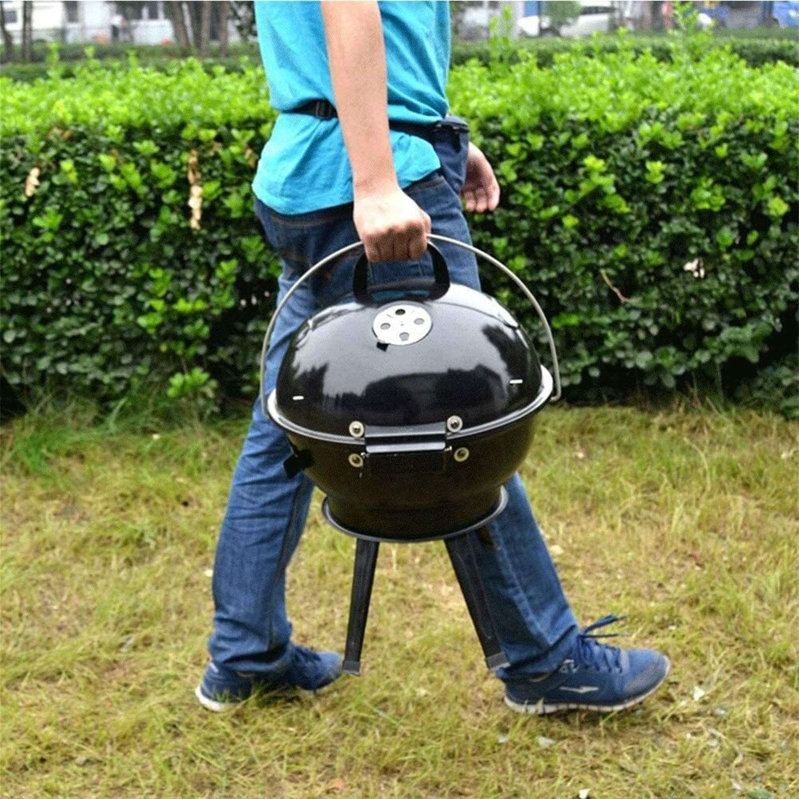 Premium Cast Iron Charcoal Grill - Large Portable Outdoor BBQ Grill for Picnics, Patio & Backyard Cooking | Heavy Duty Enamel Folding Design for Camping & Tailgating