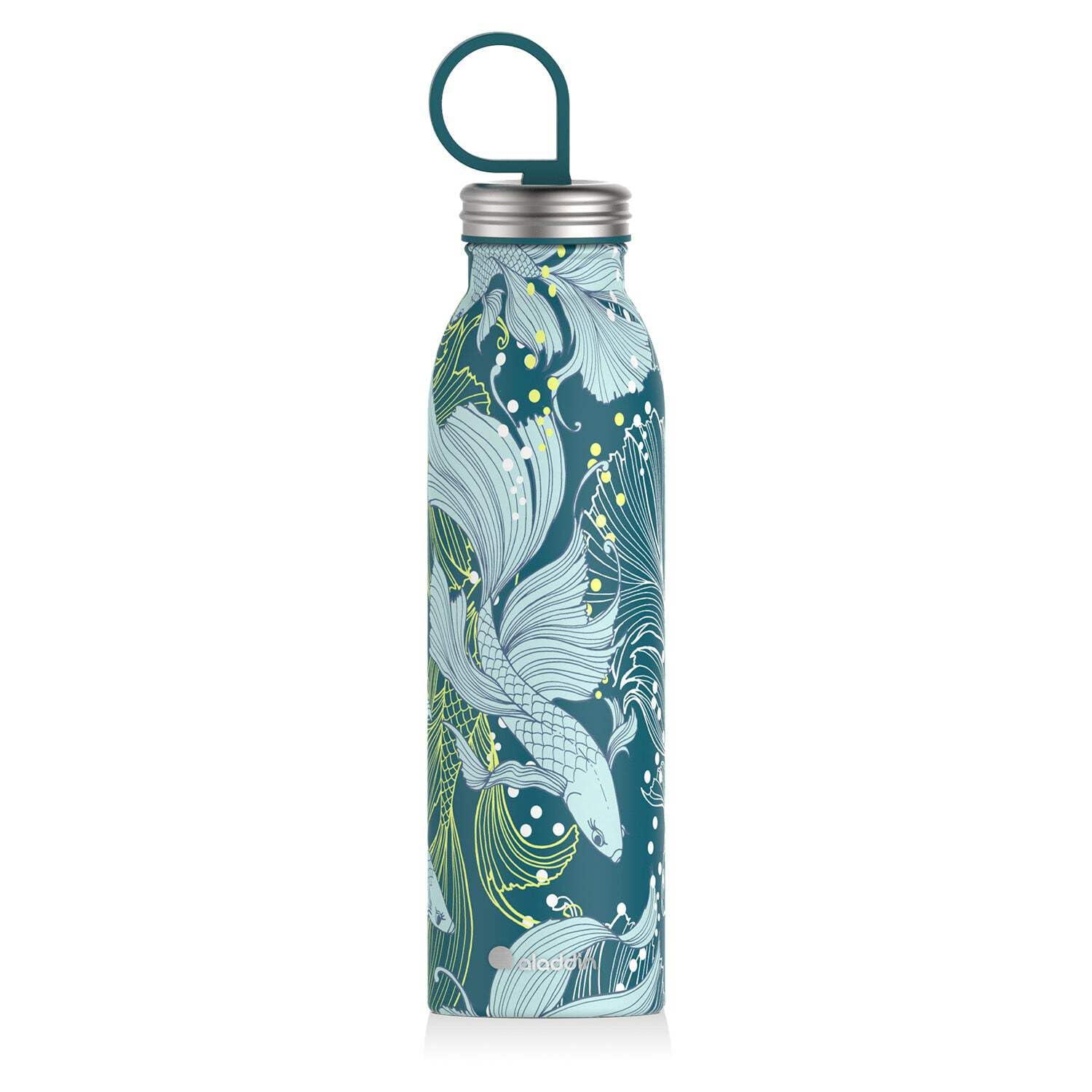 Aladdin Stainless Steel Insulated Water Bottle 0.55L/18oz - Goldfish Green - BPA-Free Thermos Flask - Keeps Drinks Cold for 9 Hours - Leakproof & Dishwasher Safe - Perfect for Hiking, Gym, Office & School