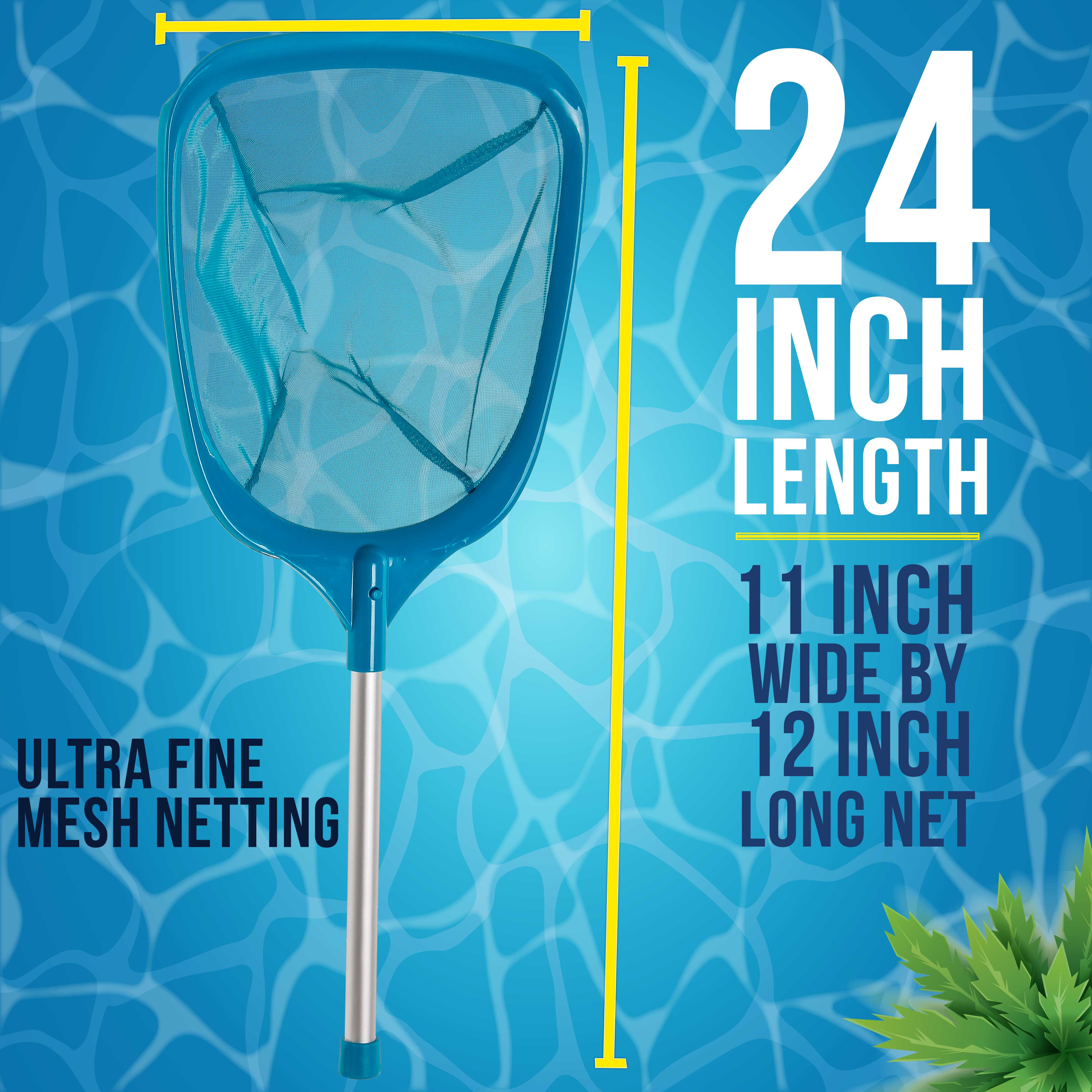 Professional Spa & Hot Tub Leaf Skimmer Net with 12ft Aluminum Pole - Ultra Fine Mesh Pool Cleaning Net for Leaves & Debris - Perfect for Inground & Above Ground Pools, Spas, and Hot Tubs