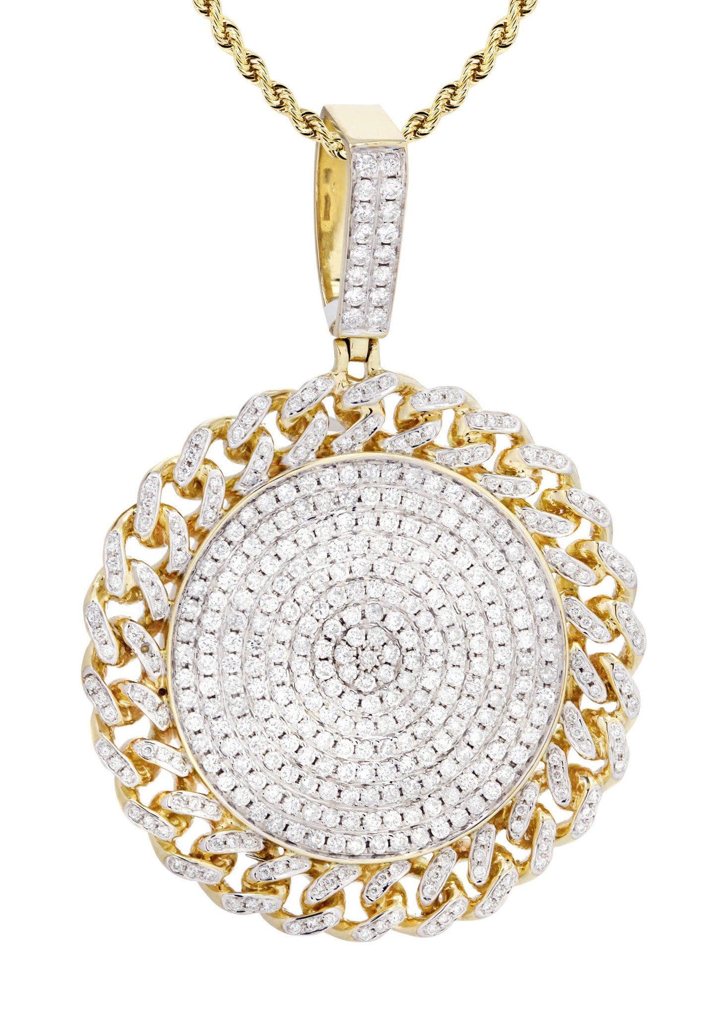 14K Yellow Gold Circle Diamond Necklace | 4.17 Carats Total Weight | Elegant Diamond Pendant for Women | Perfect for Weddings, Anniversaries & Special Occasions