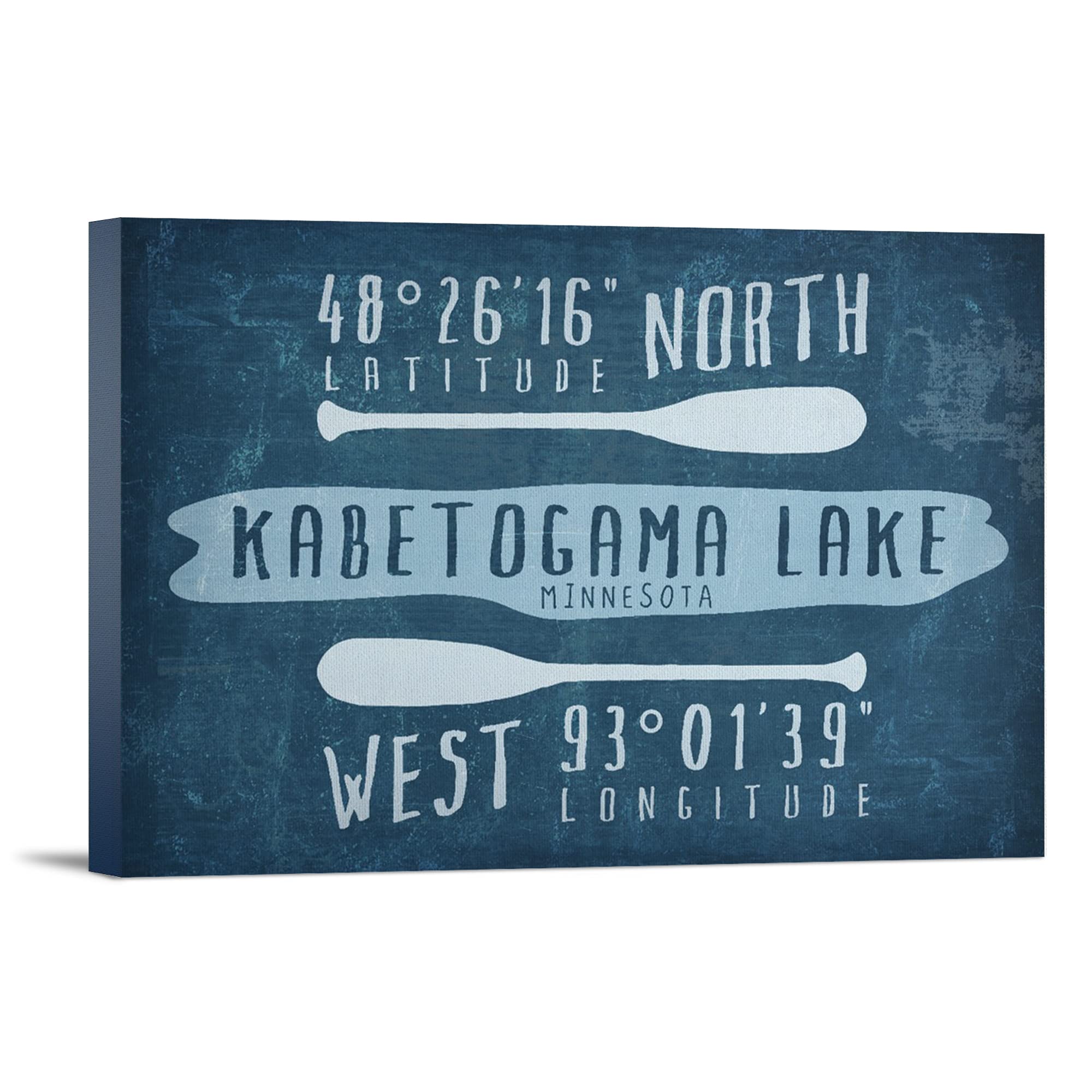 Minnesota Kabetogama Lake Canvas Print - 36x24 Gallery Wrapped Wall Art with Latitude & Longitude Coordinates - Perfect for Home Decor, Office or Cabin Wall Decor