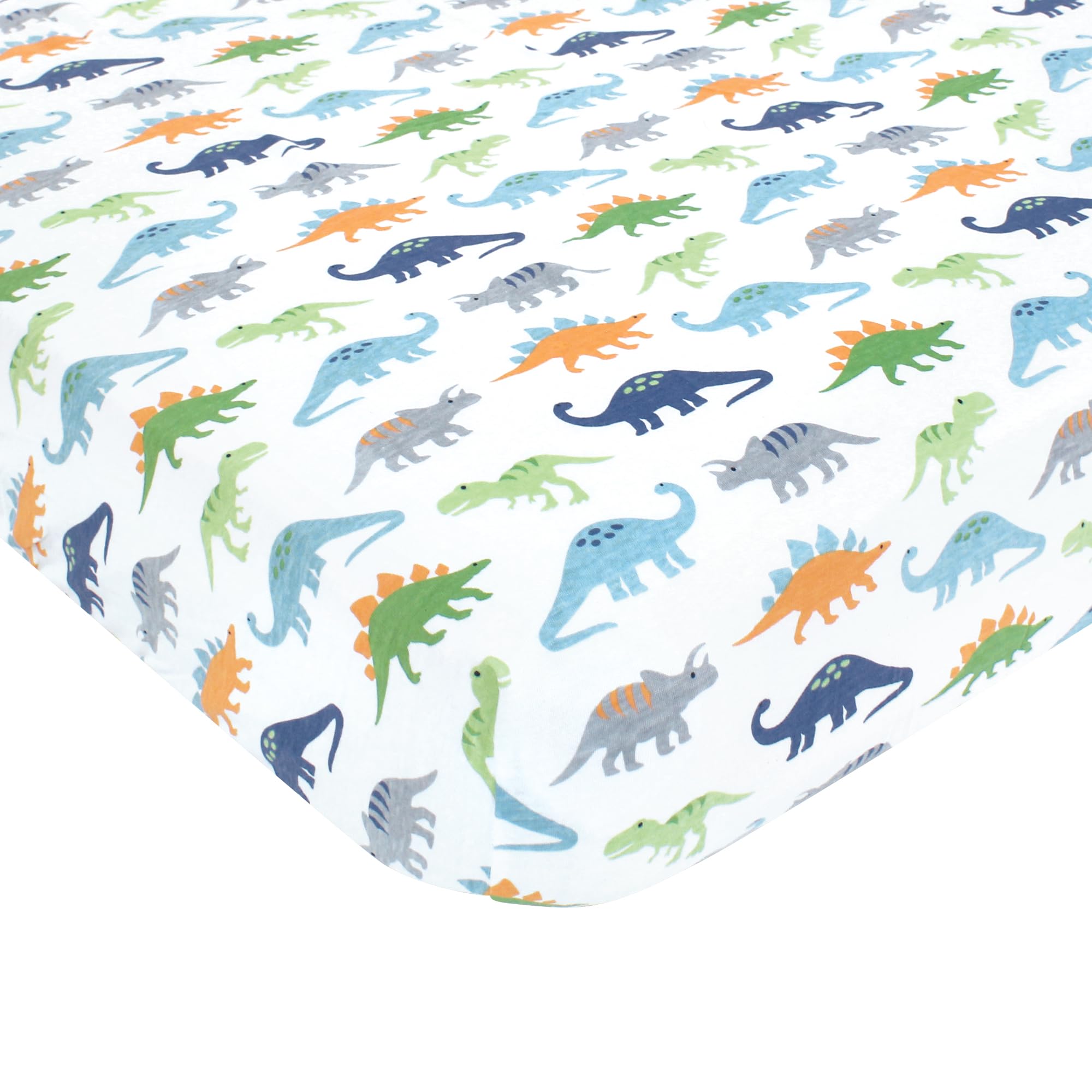 Hudson Baby Unisex 100% Cotton Fitted Crib Sheet - Dinosaur Print Nursery Bedding for Boys & Girls - Standard Crib Size - Soft & Breathable for Baby's Comfort - Perfect for Nursery, Daycare & Gift Giving