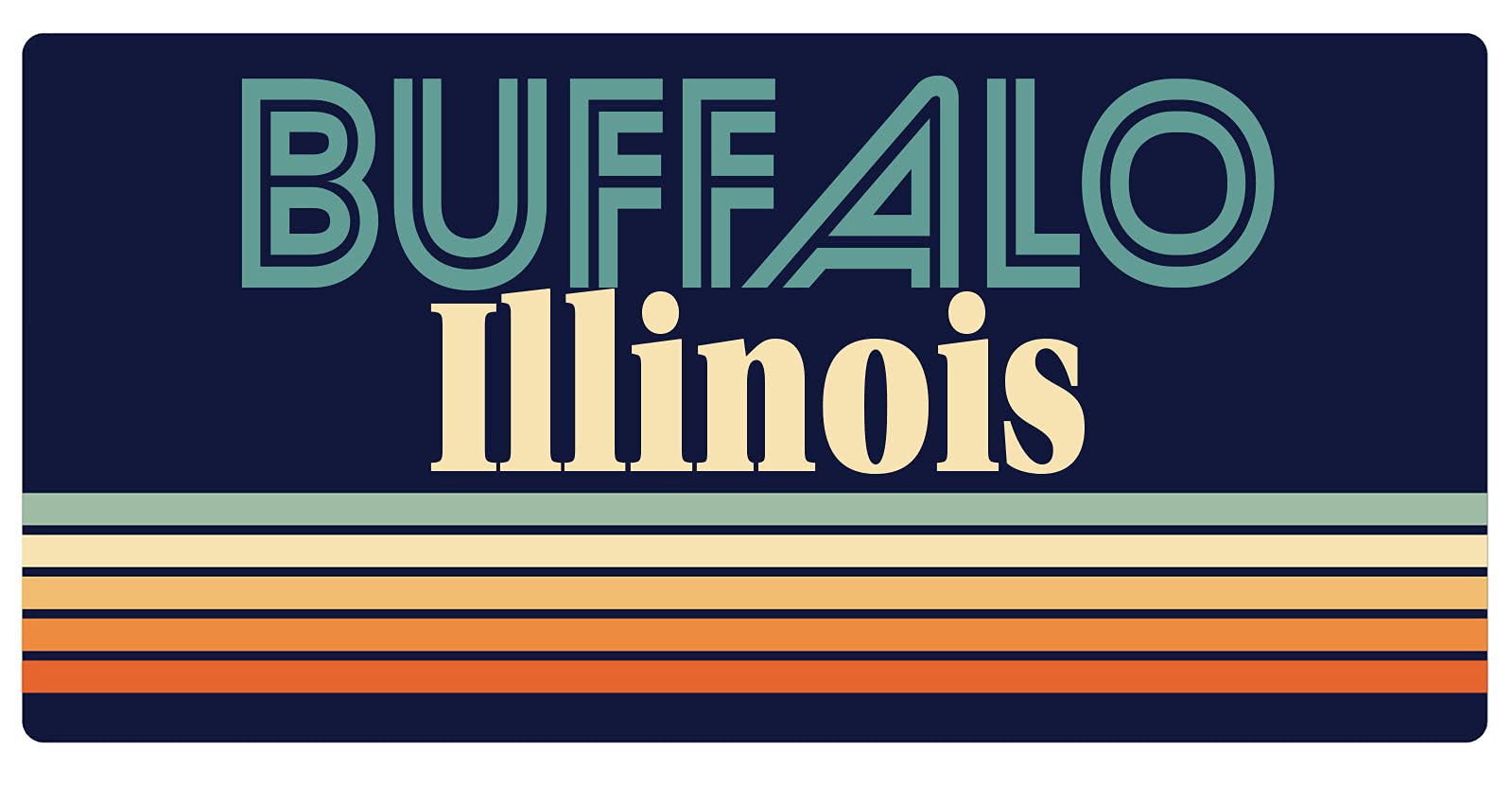 Buffalo Illinois 5 x 2.5-Inch Retro Fridge Magnet - Vintage Style Decorative Refrigerator Magnet for Home, Office & Dorm Room Decor